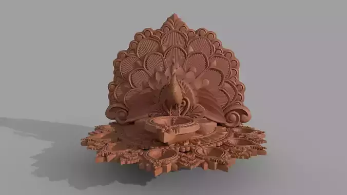 oil lamp clay peacocock