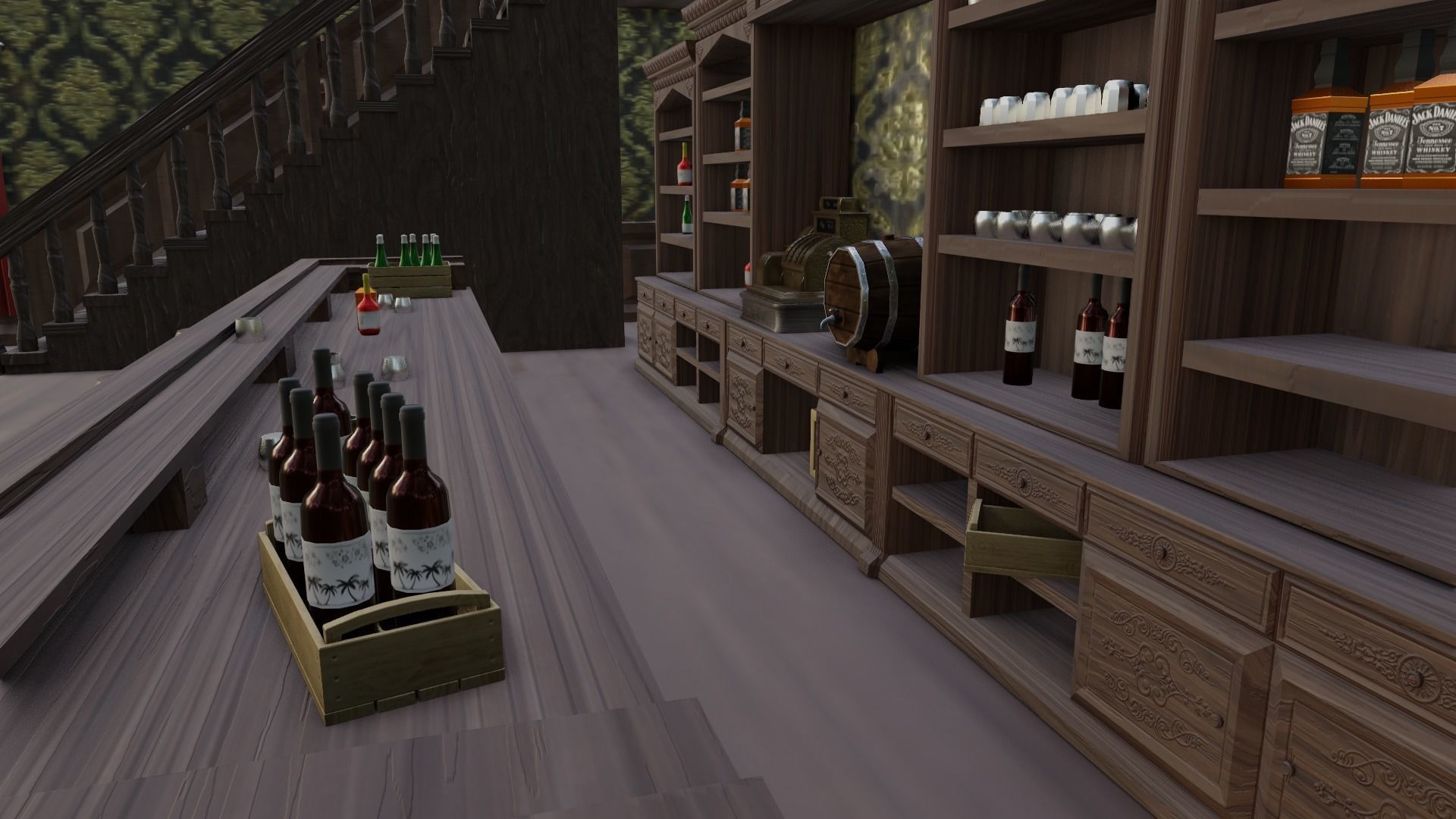 Western Saloon with Interior  Low-poly 3D model_15