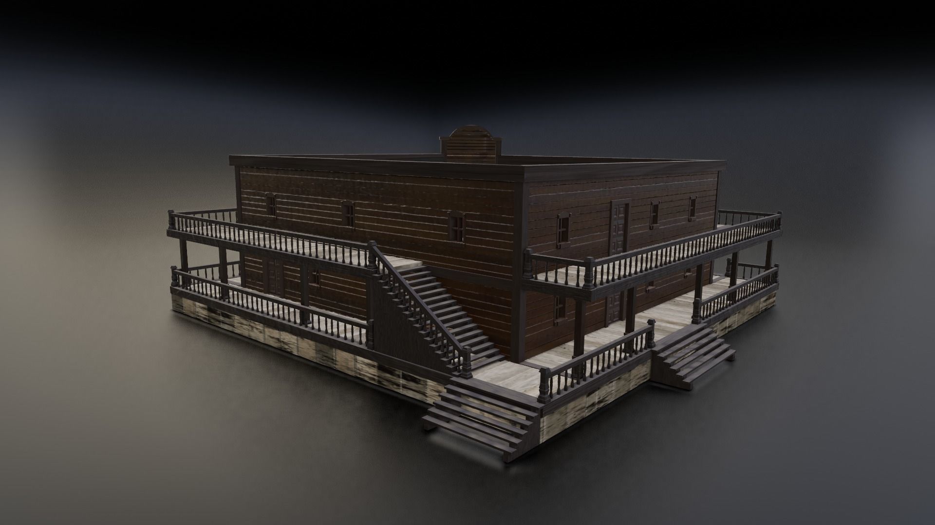 Western Saloon with Interior  Low-poly 3D model_5
