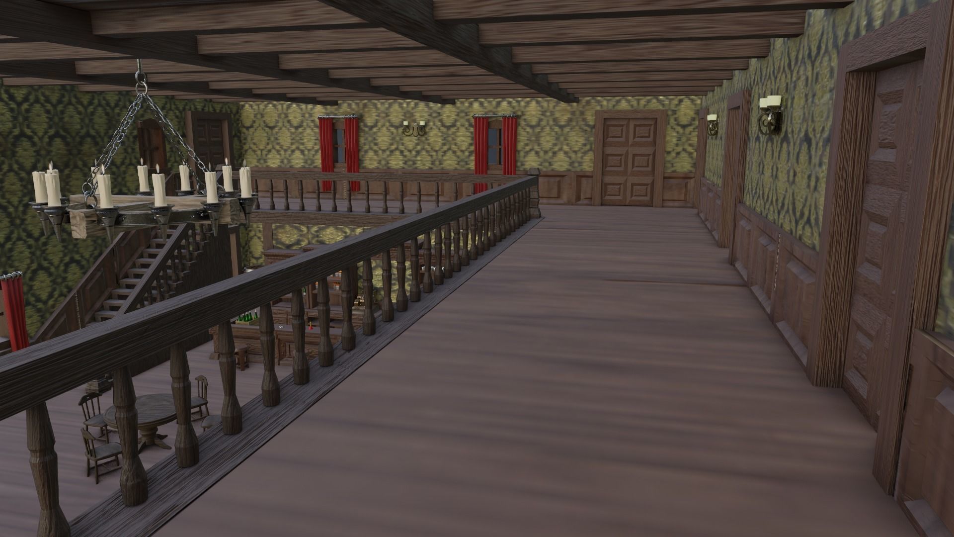 Western Saloon with Interior  Low-poly 3D model_21