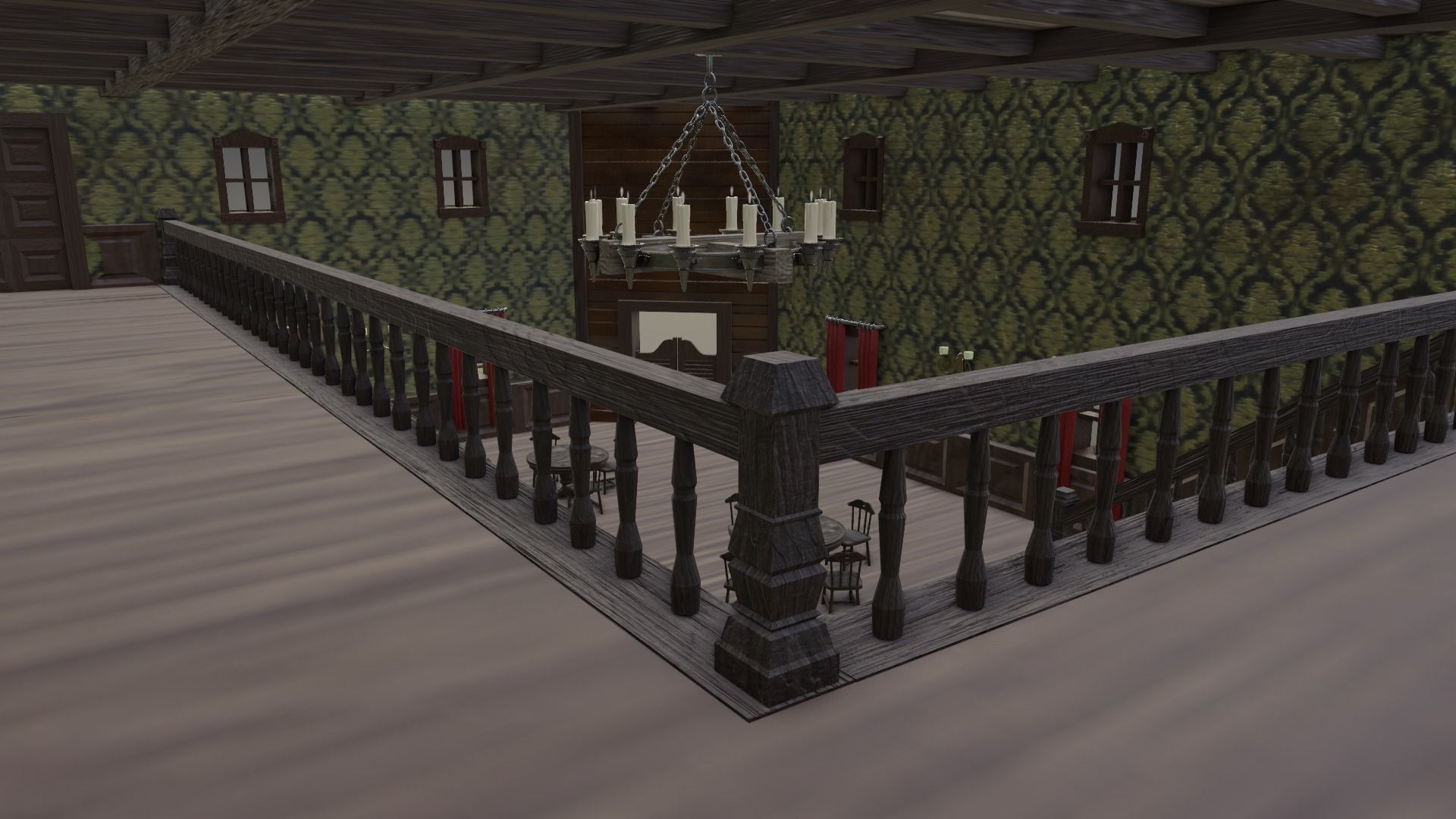 Western Saloon with Interior  Low-poly 3D model_20