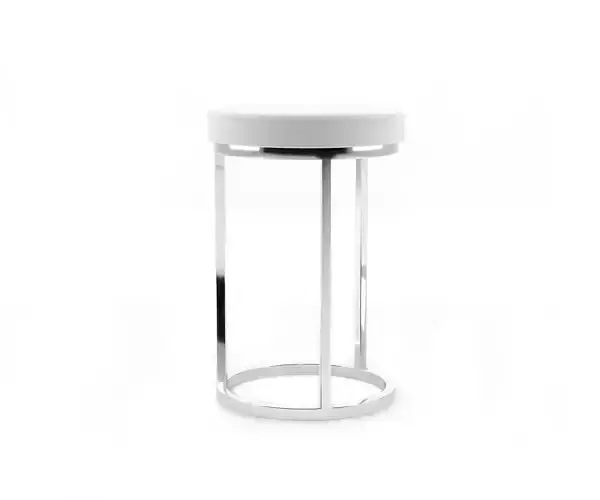 Round white kitchen chair with metal base