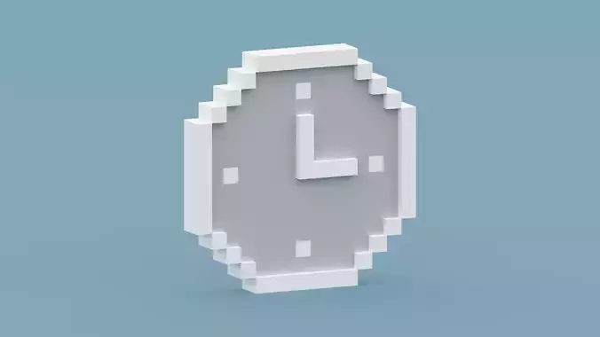 Voxel White Clock