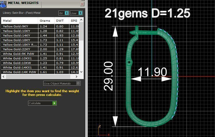 Earrings with Gems 29 mm Shape rectangular with rounded corners 3D print model_2