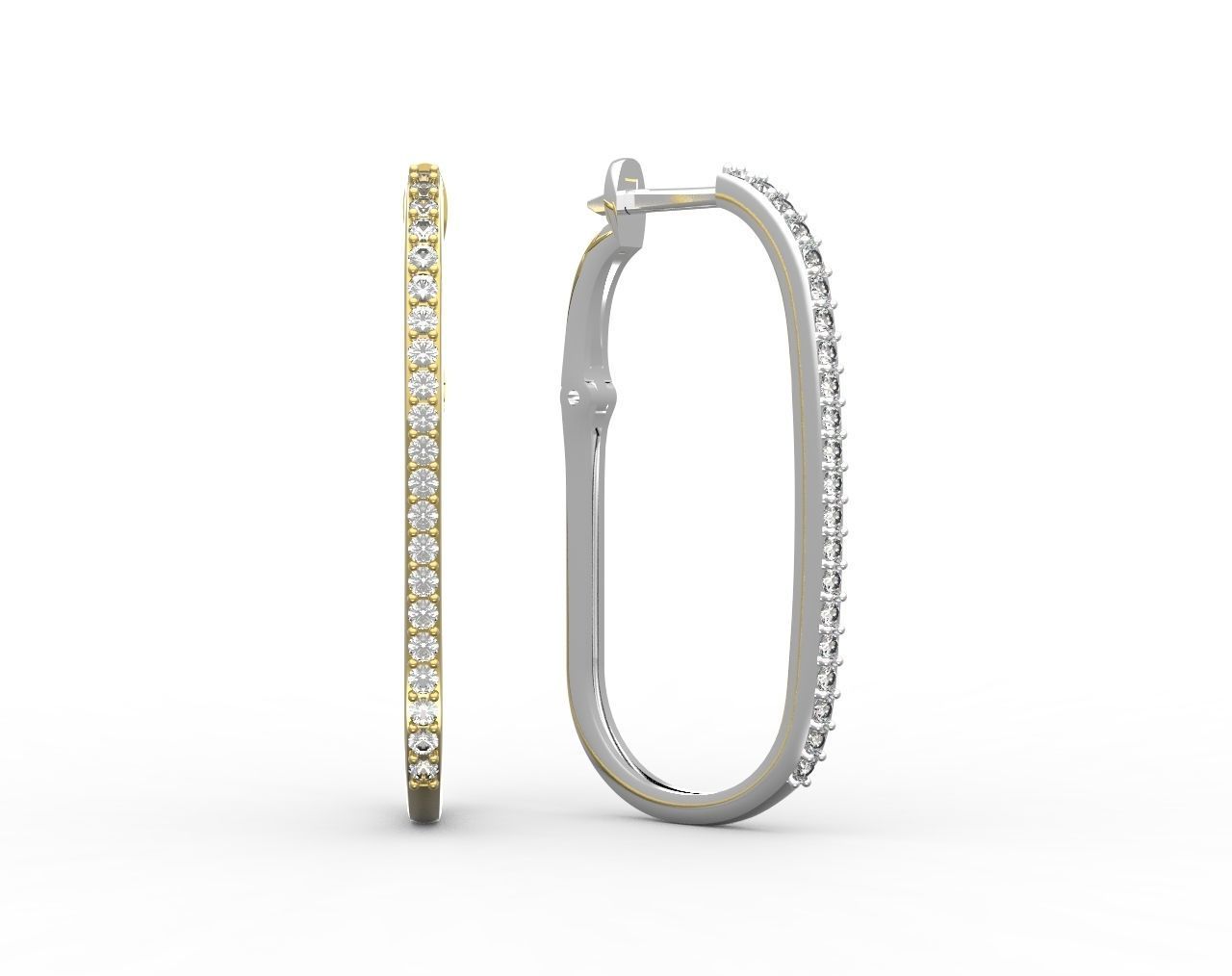 Earrings with Gems 29 mm Shape rectangular with rounded corners 3D print model_1