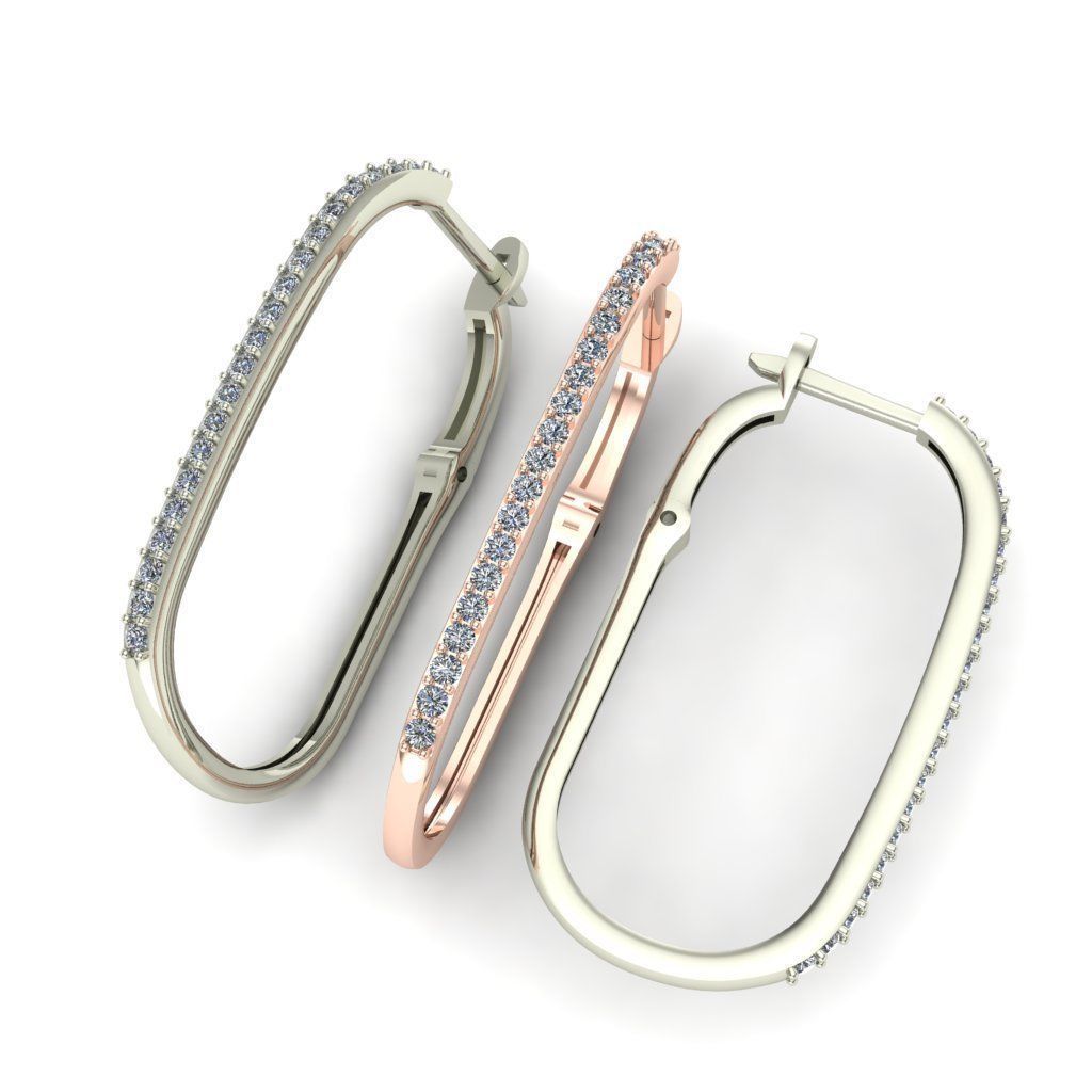 Earrings with Gems 29 mm Shape rectangular with rounded corners 3D print model_5