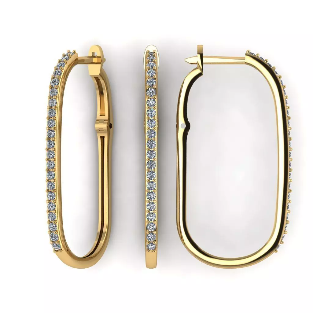 Earrings with Gems 29 mm Shape rectangular with rounded corners 3D print model_0