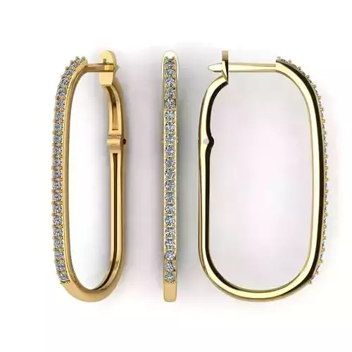 Earrings with Gems 29 mm Shape rectangular with rounded corners