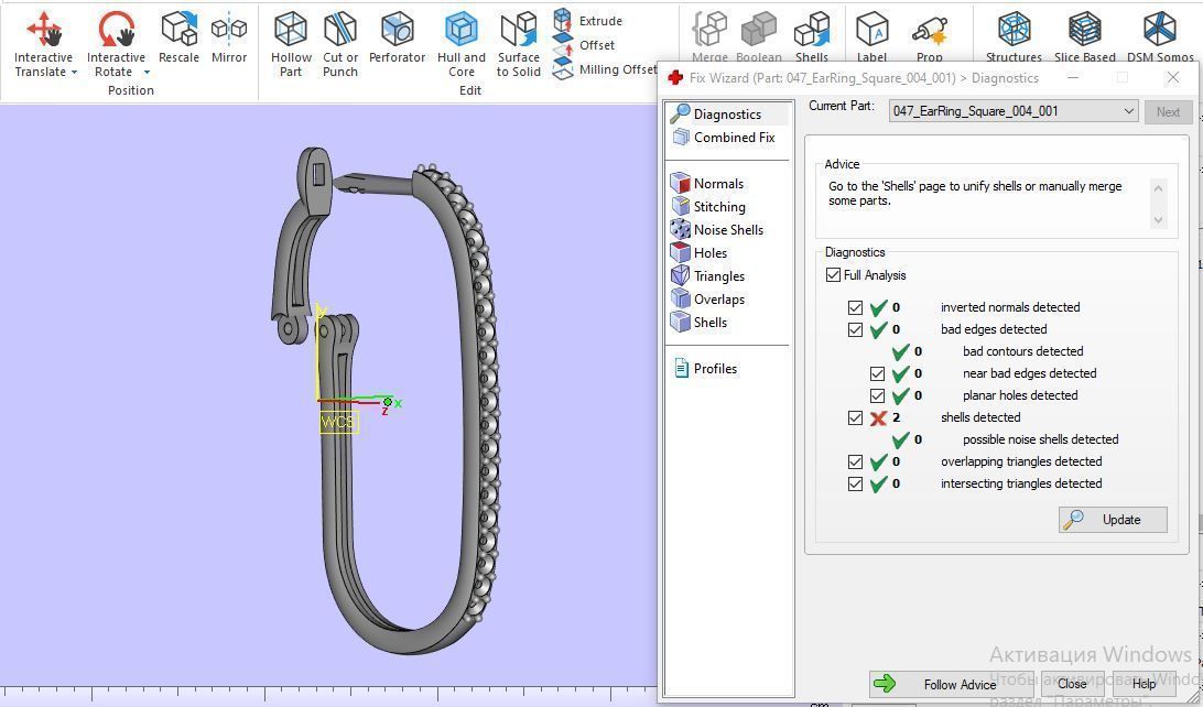 Earrings with Gems 29 mm Shape rectangular with rounded corners 3D print model_3
