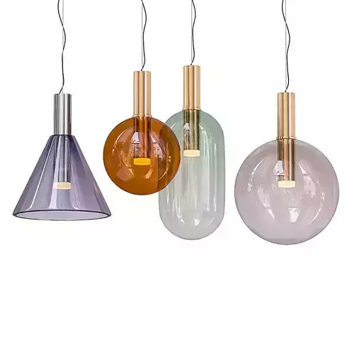 phenomena four colorful glass pendant lights hanging