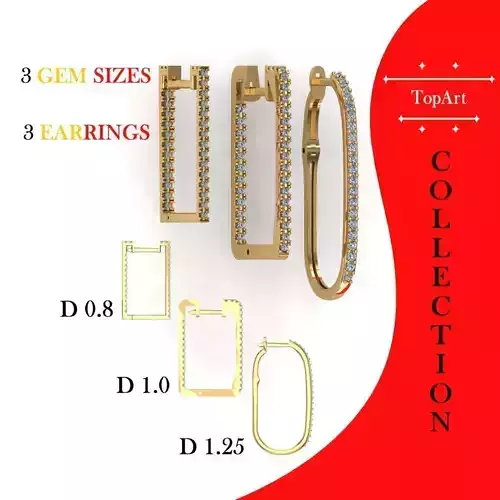 Square Earrings 20mm 24mm 29mm Collection with discount
