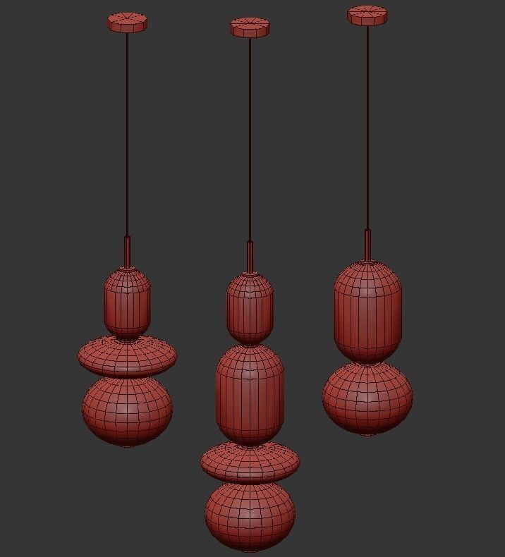 pebbles three glass pendant lights hanging 3D model_1