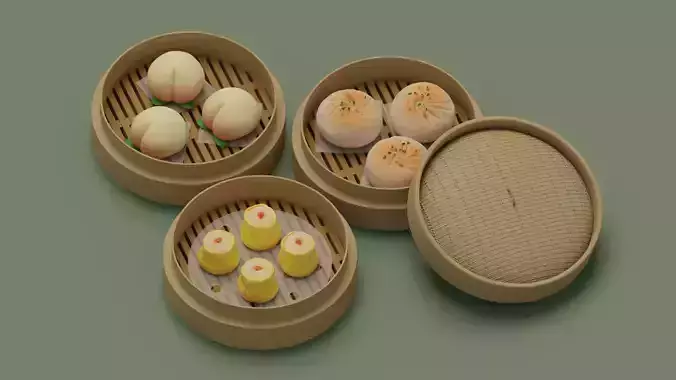 Dimsum - Chinese dumplings model  3D model