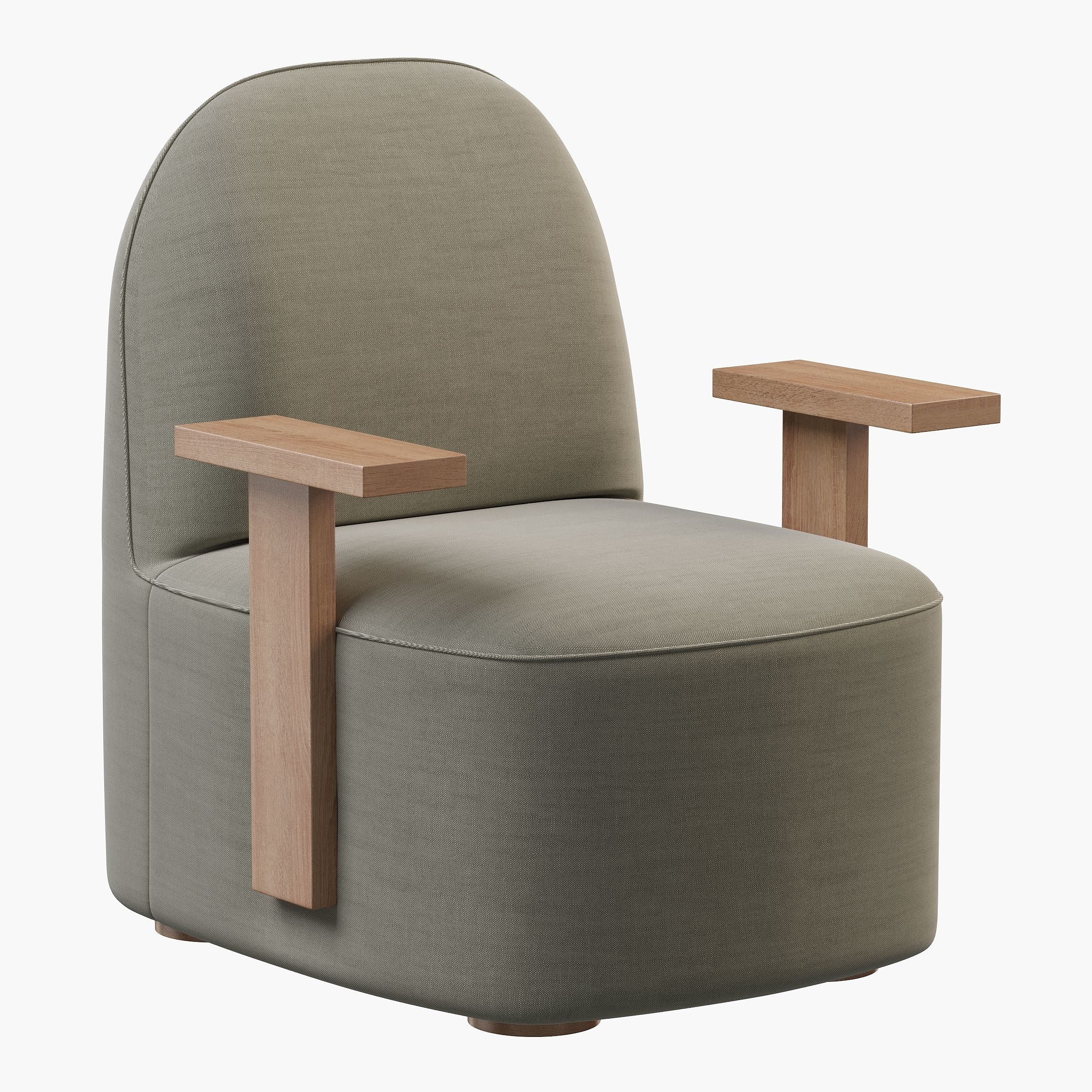 Karimoku New Standard Polar Lounge Chair with Arms PURE OAK 3D model_1