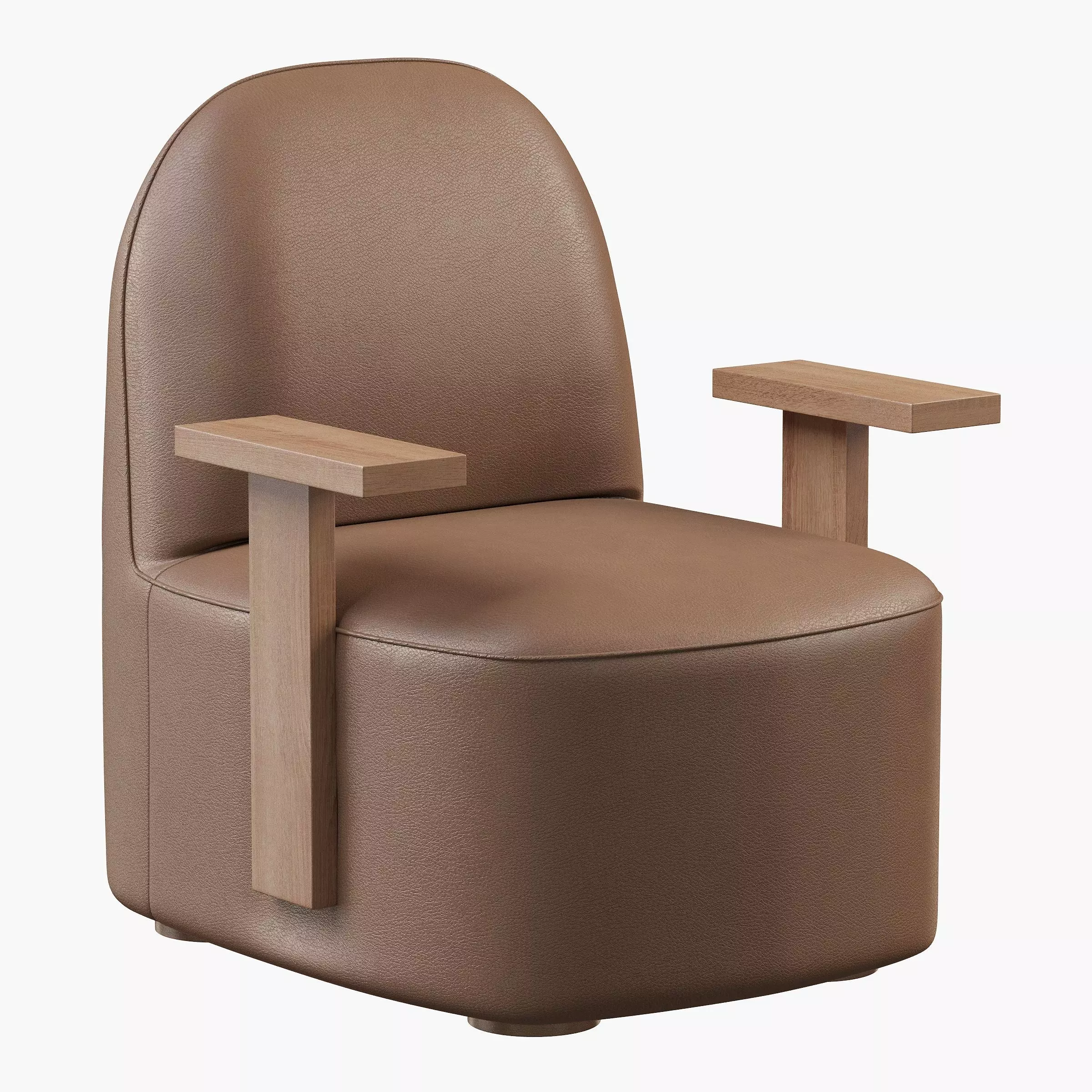 Karimoku New Standard Polar Lounge Chair with Arms PURE OAK 3D model_0