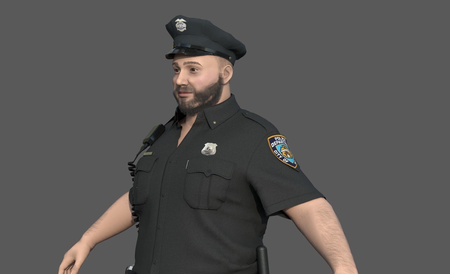 Police Officer 2 Black Uniform 3D model_7