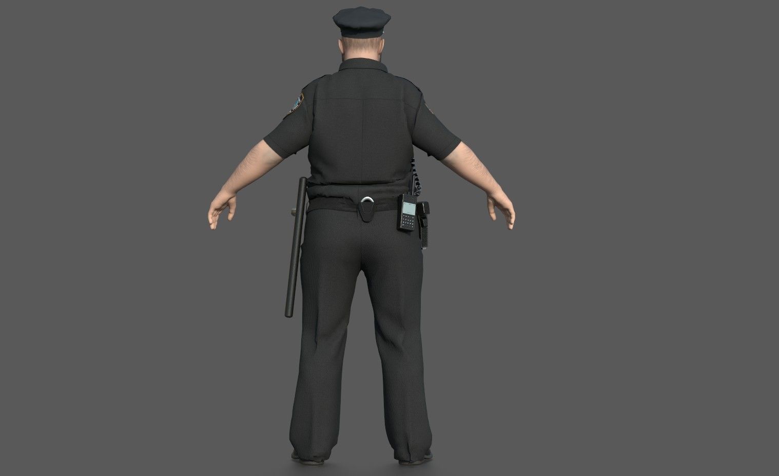 Police Officer 2 Black Uniform 3D model_3