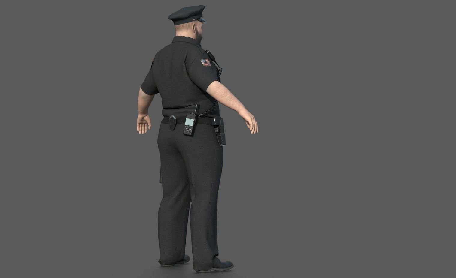Police Officer 2 Black Uniform 3D model_4