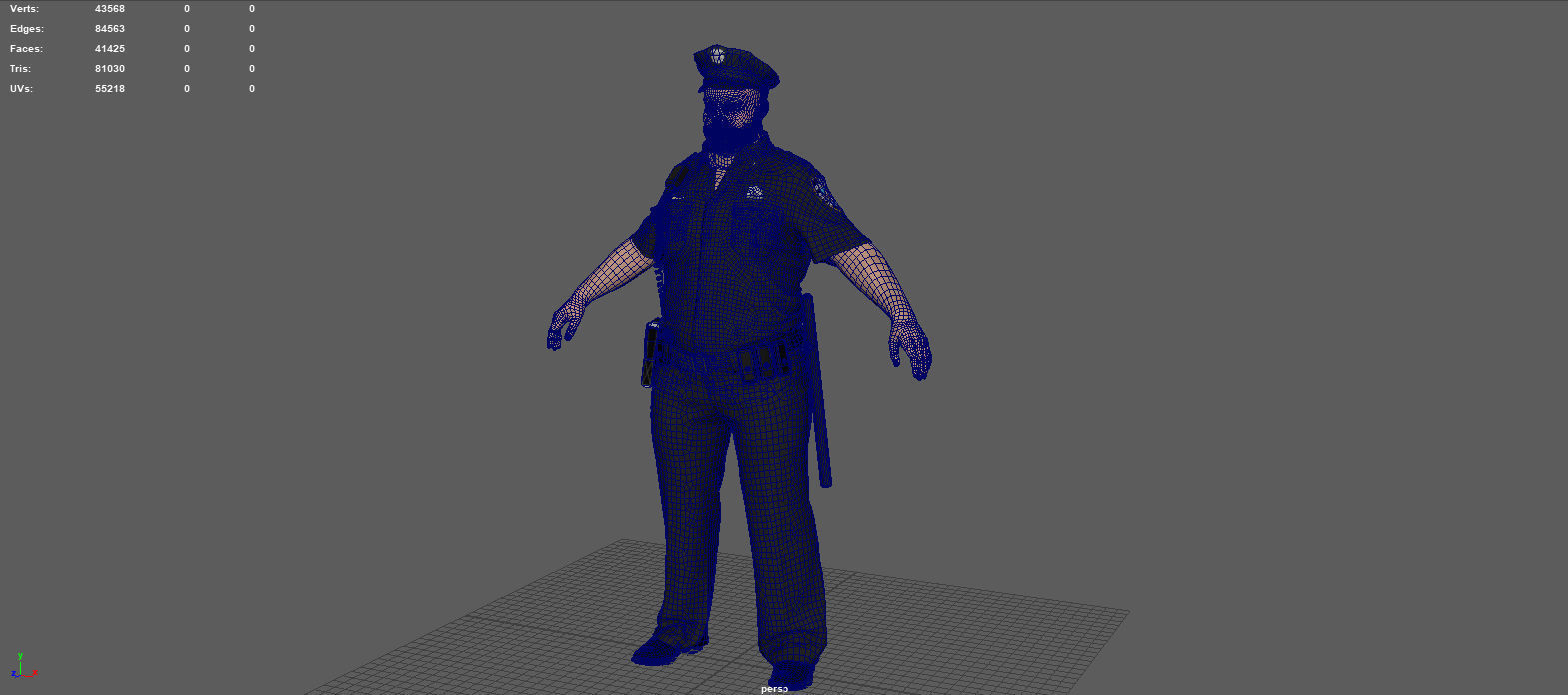 Police Officer 2 Black Uniform 3D model_11