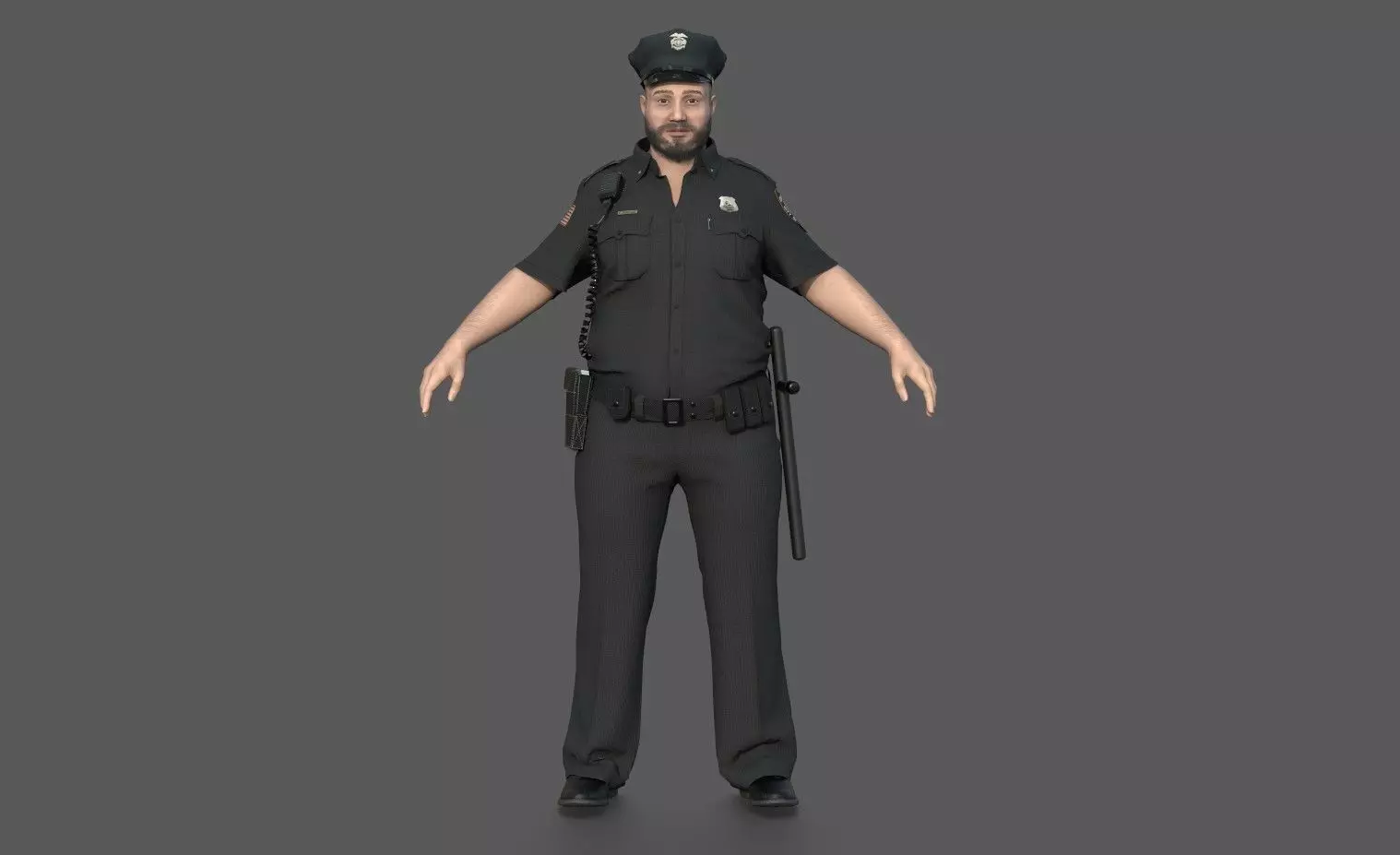 Police Officer 2 Black Uniform 3D model_0