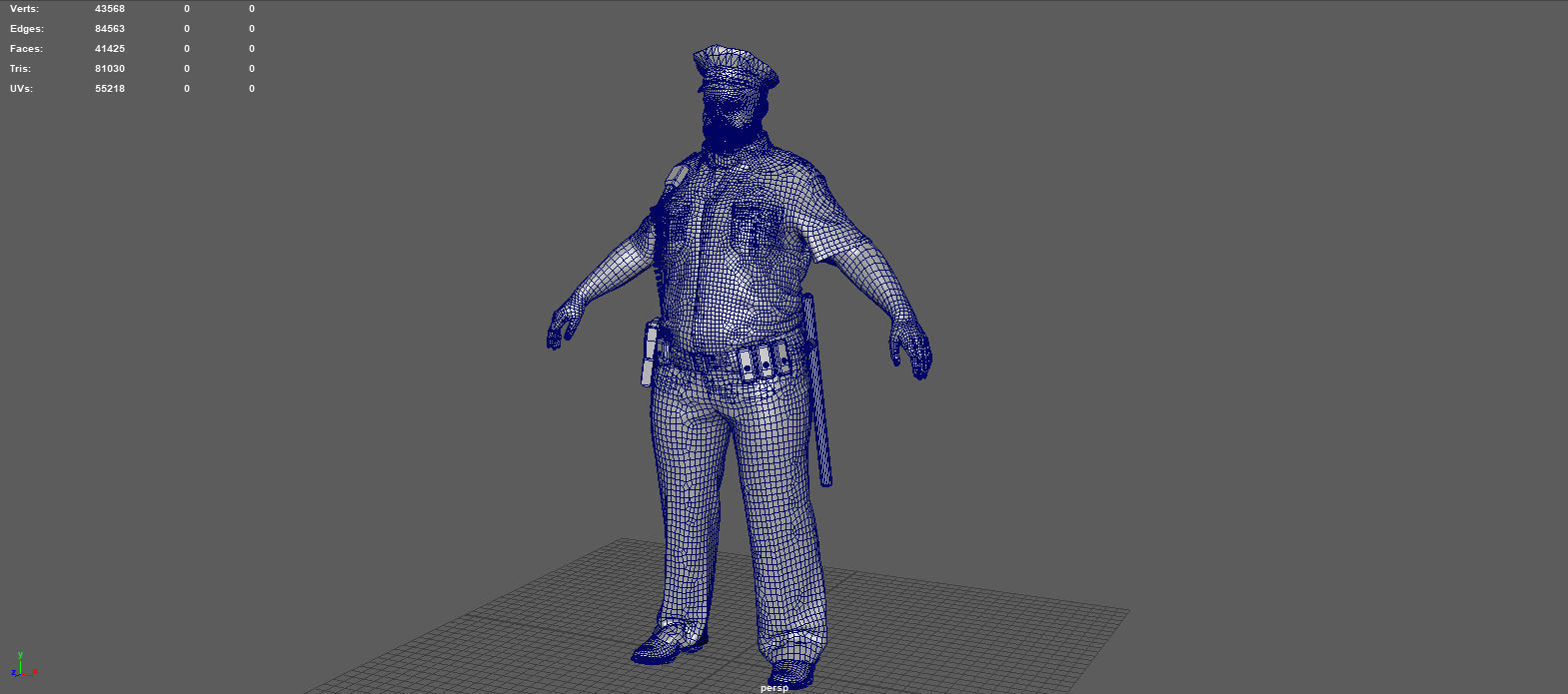 Police Officer 2 Black Uniform 3D model_10