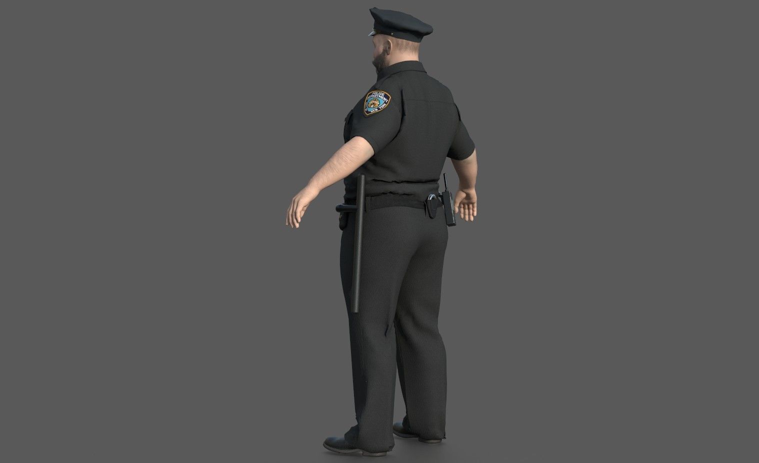Police Officer 2 Black Uniform 3D model_2