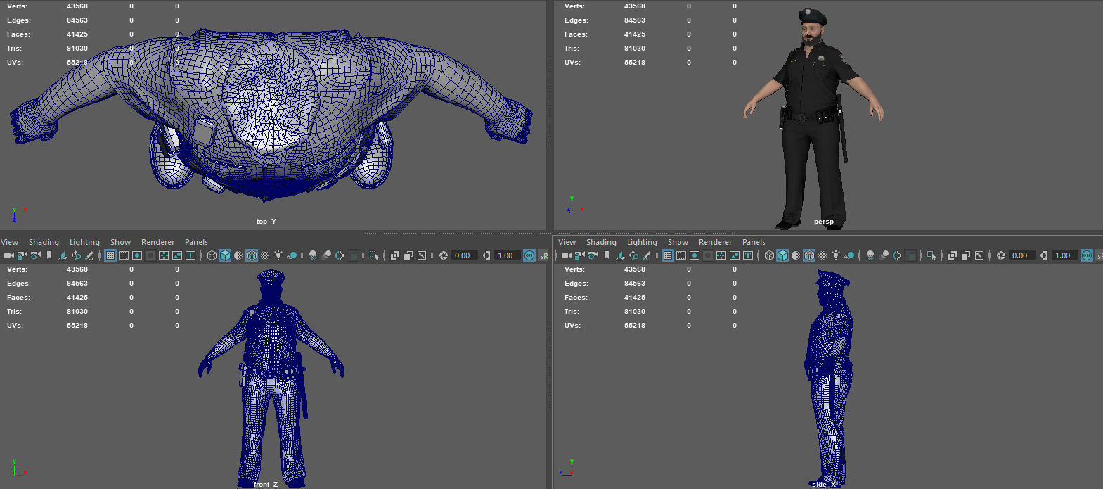 Police Officer 2 Black Uniform 3D model_15