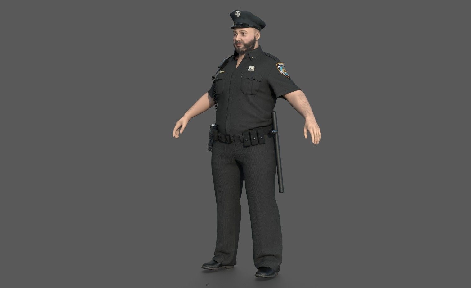 Police Officer 2 Black Uniform 3D model_1