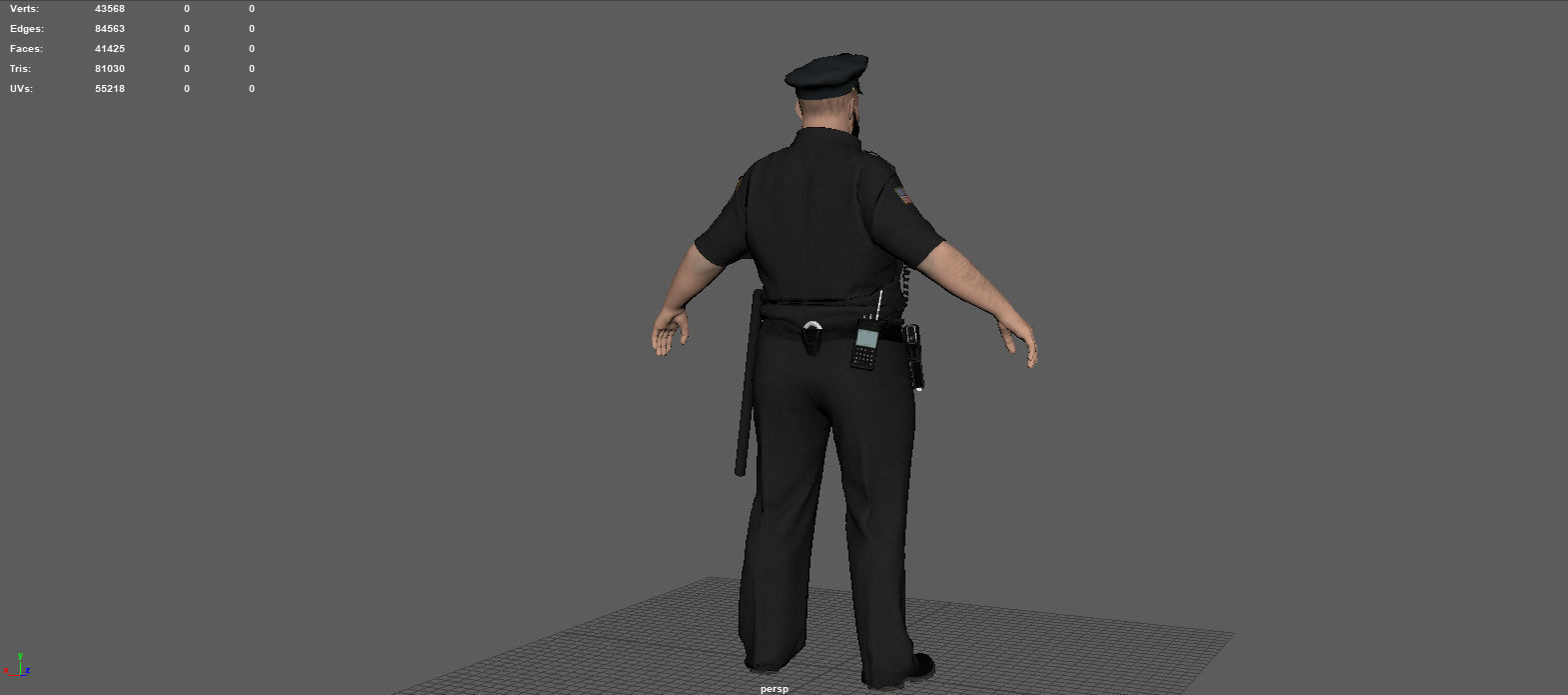 Police Officer 2 Black Uniform 3D model_12