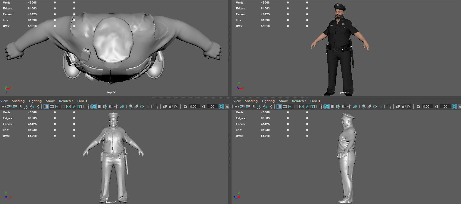 Police Officer 2 Black Uniform 3D model_14