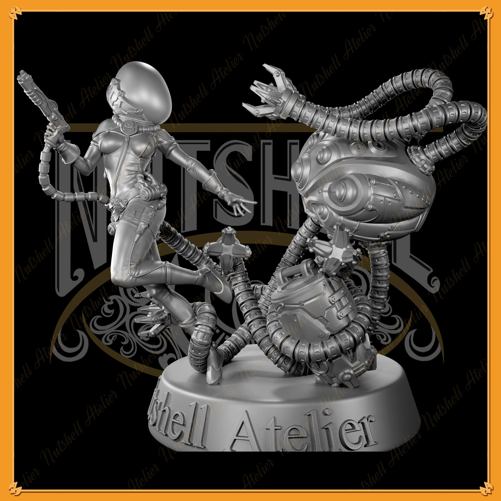 Nutshell Atelier - Space girl and Monster - NSFW 3D print model_3