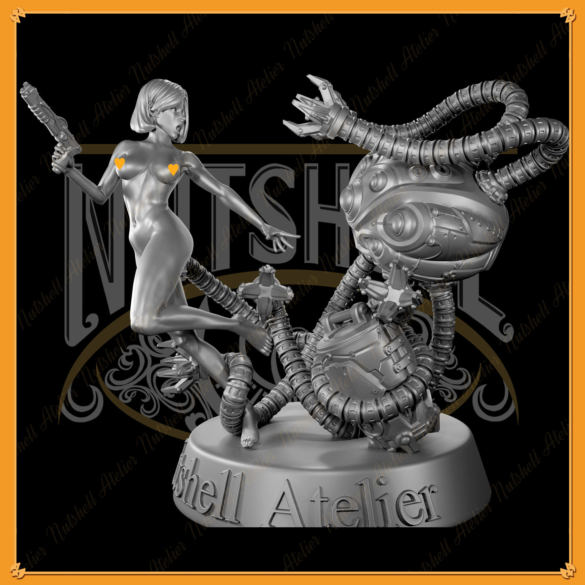 Nutshell Atelier - Space girl and Monster - NSFW 3D print model_9