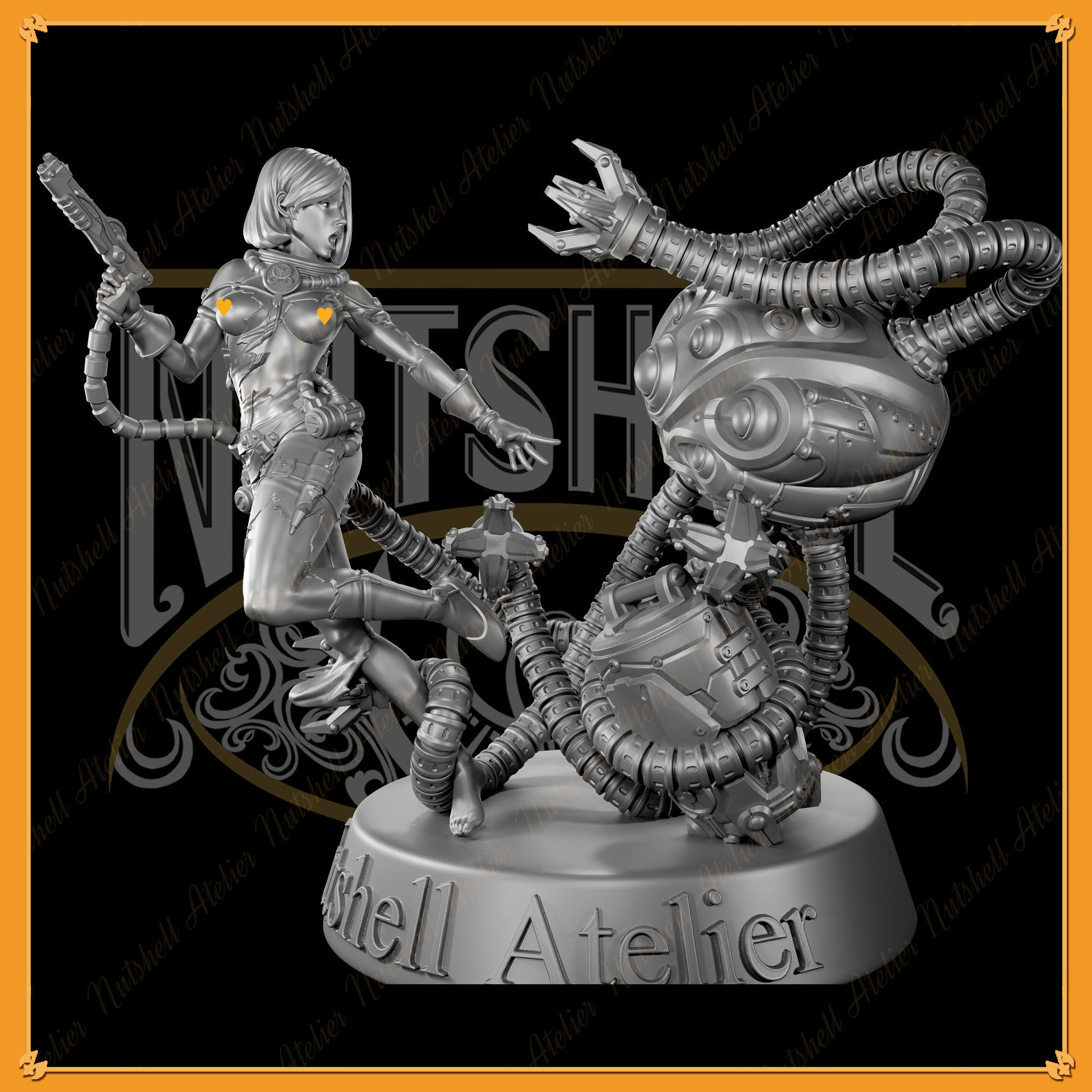 Nutshell Atelier - Space girl and Monster - NSFW 3D print model_13