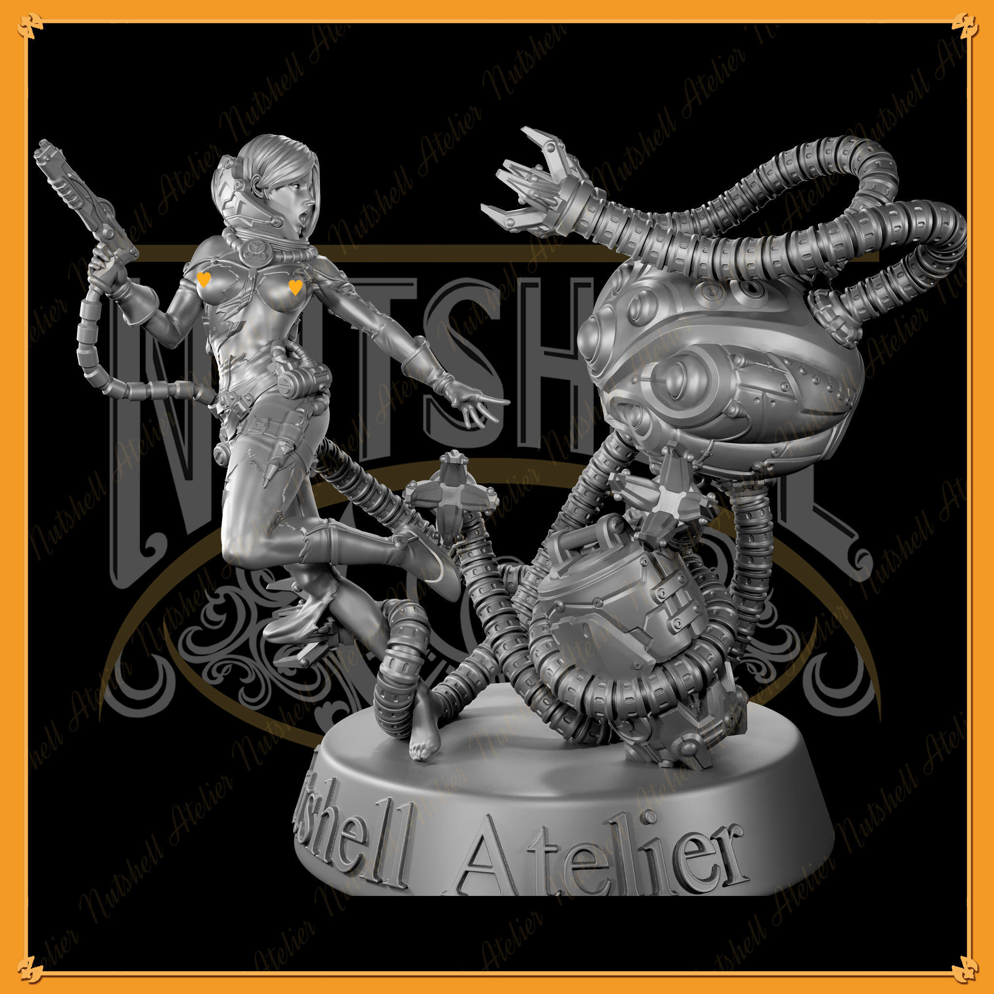 Nutshell Atelier - Space girl and Monster - NSFW 3D print model_8