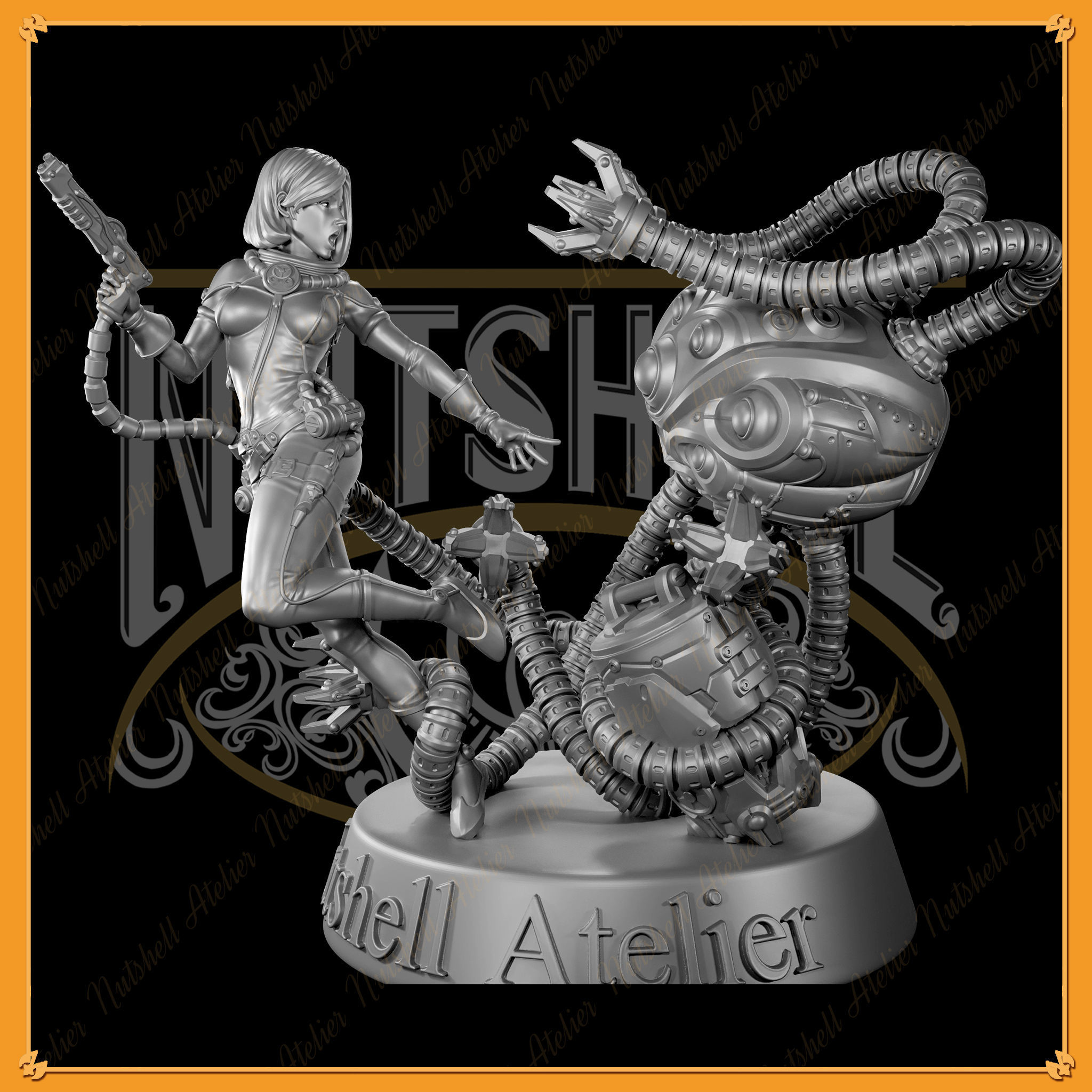 Nutshell Atelier - Space girl and Monster - NSFW 3D print model_6