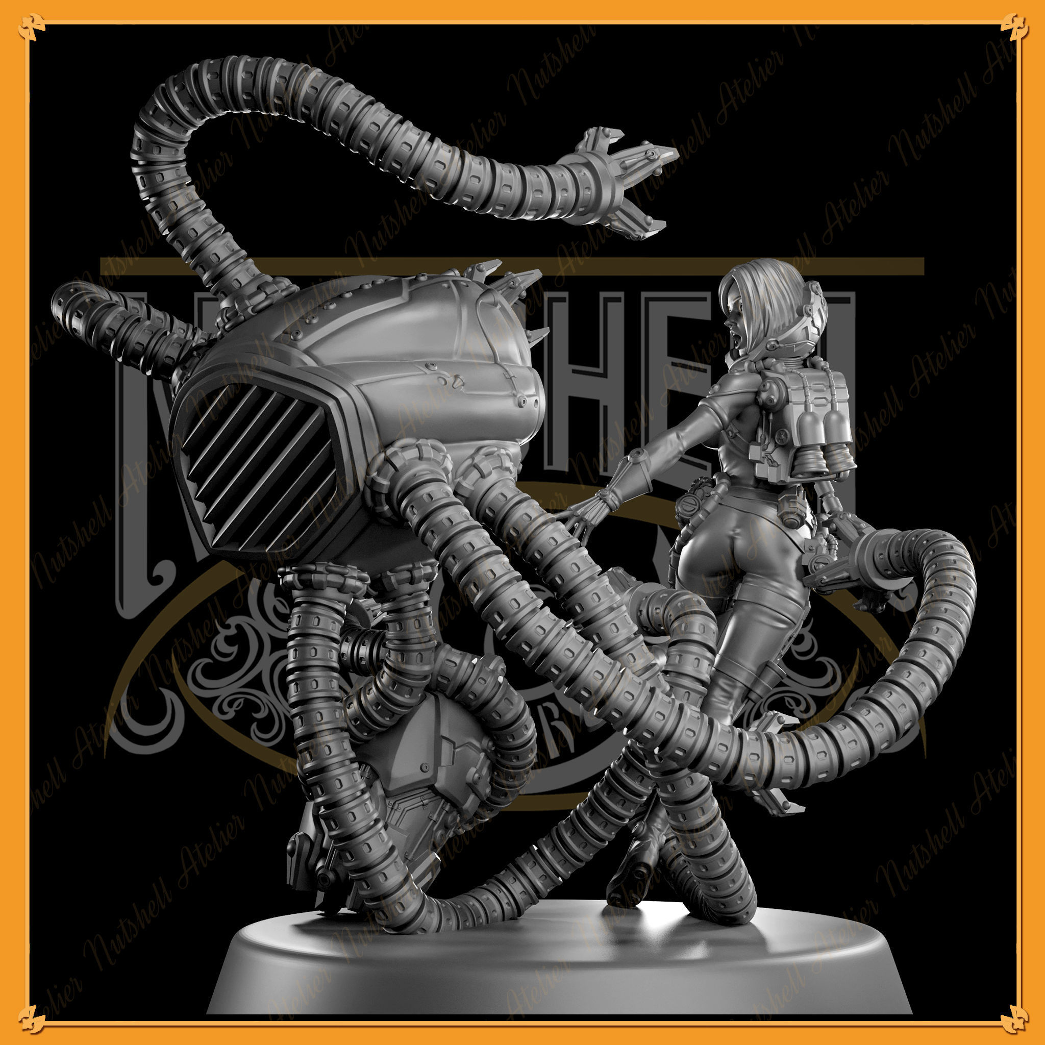 Nutshell Atelier - Space girl and Monster - NSFW 3D print model_15
