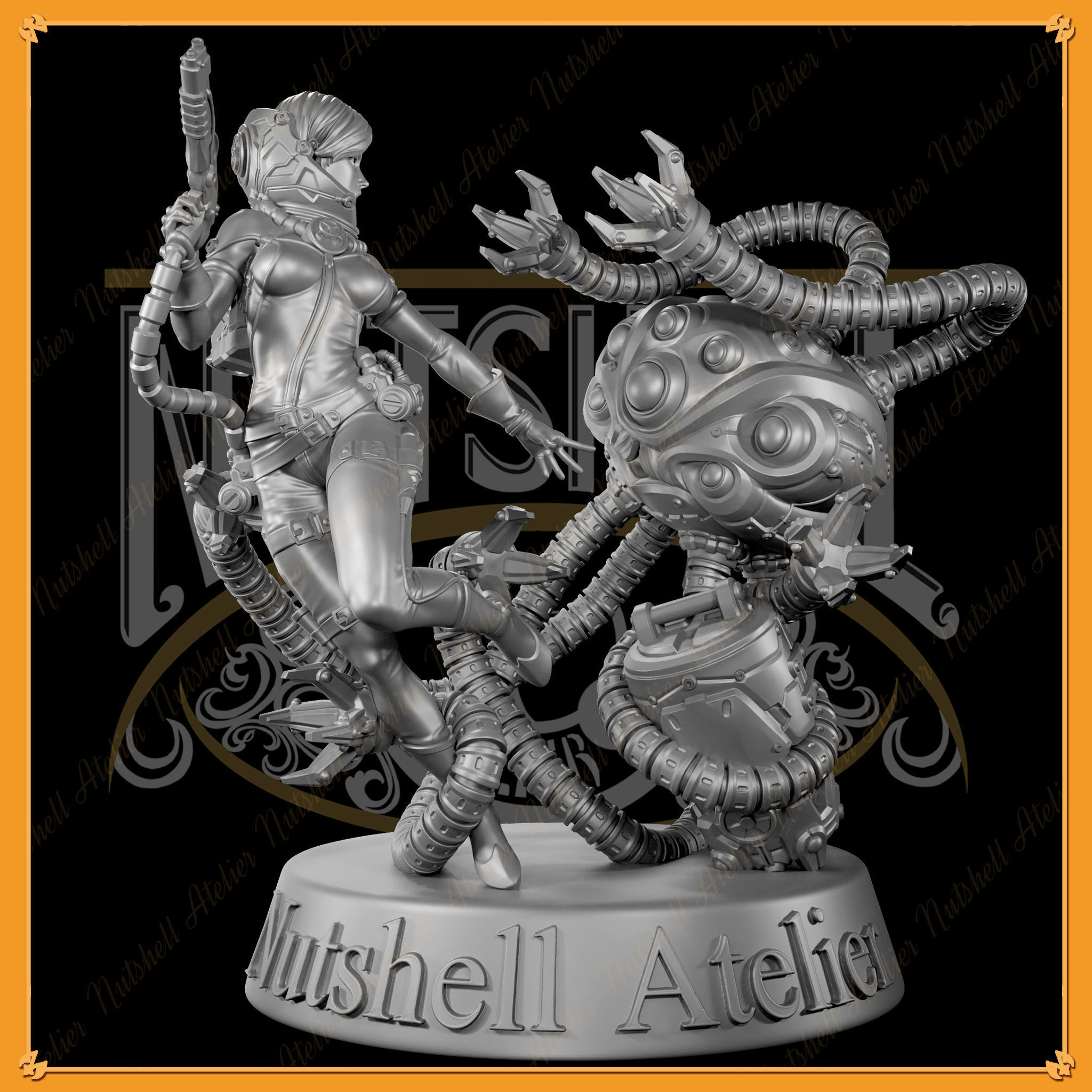 Nutshell Atelier - Space girl and Monster - NSFW 3D print model_4