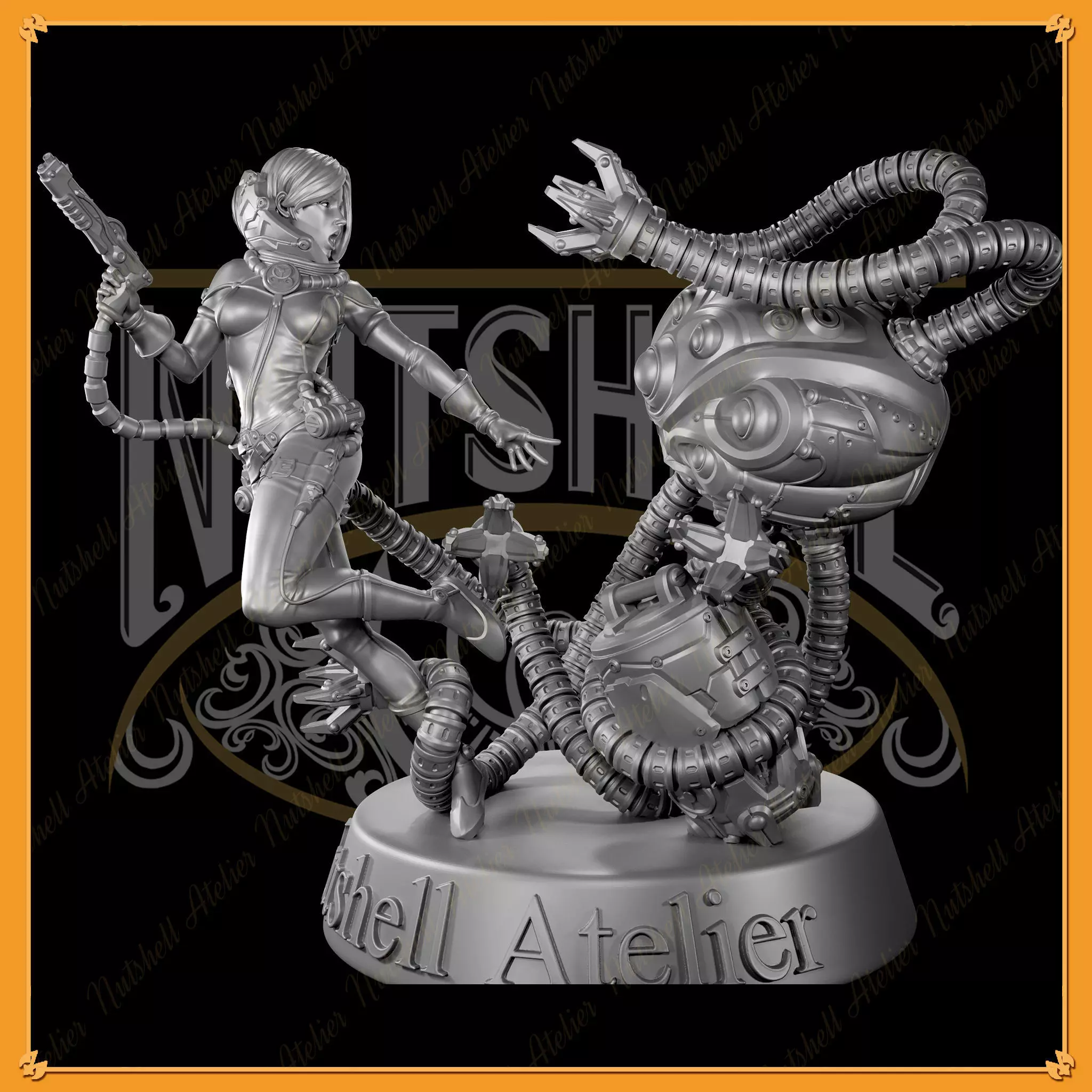 Nutshell Atelier - Space girl and Monster - NSFW 3D print model_0