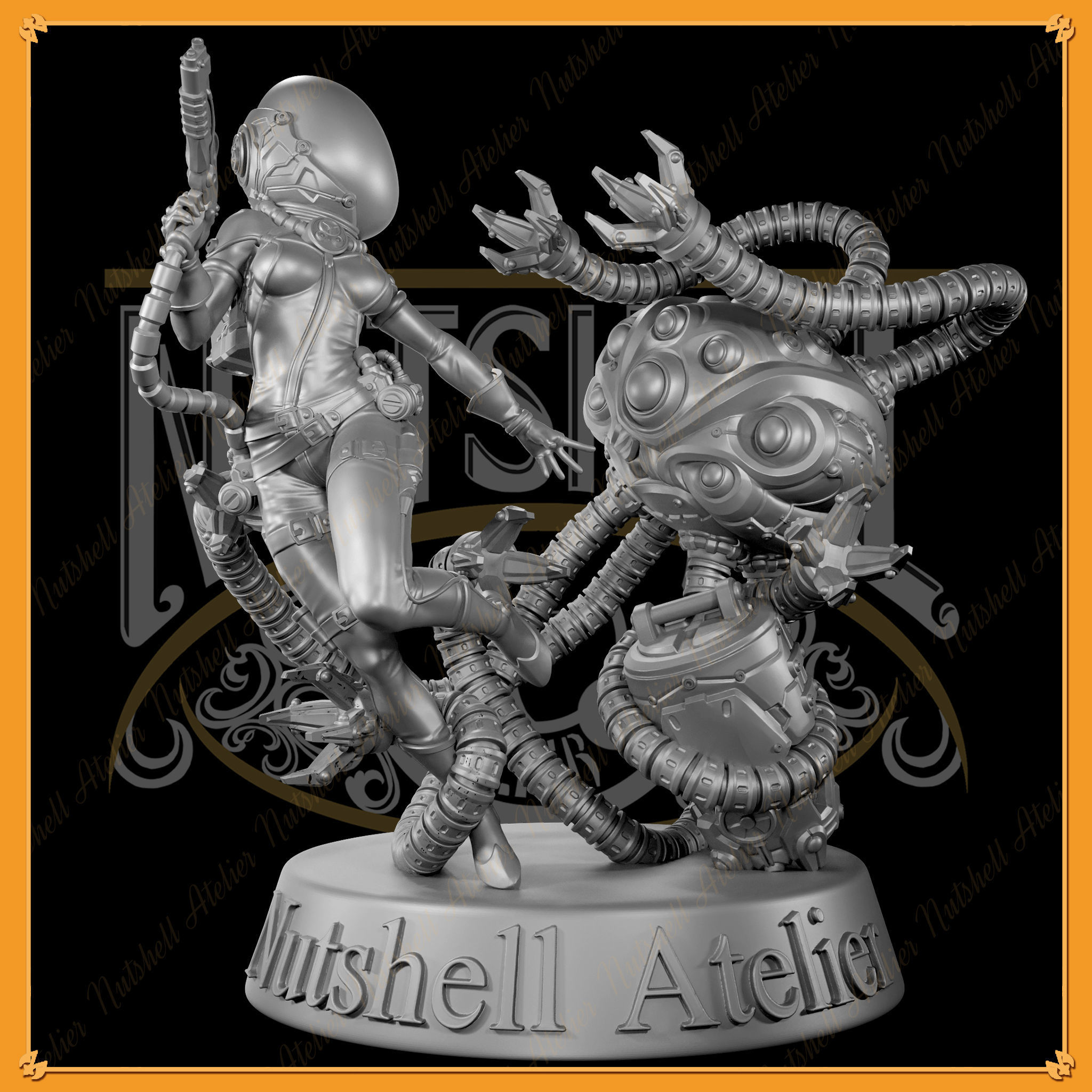 Nutshell Atelier - Space girl and Monster - NSFW 3D print model_1