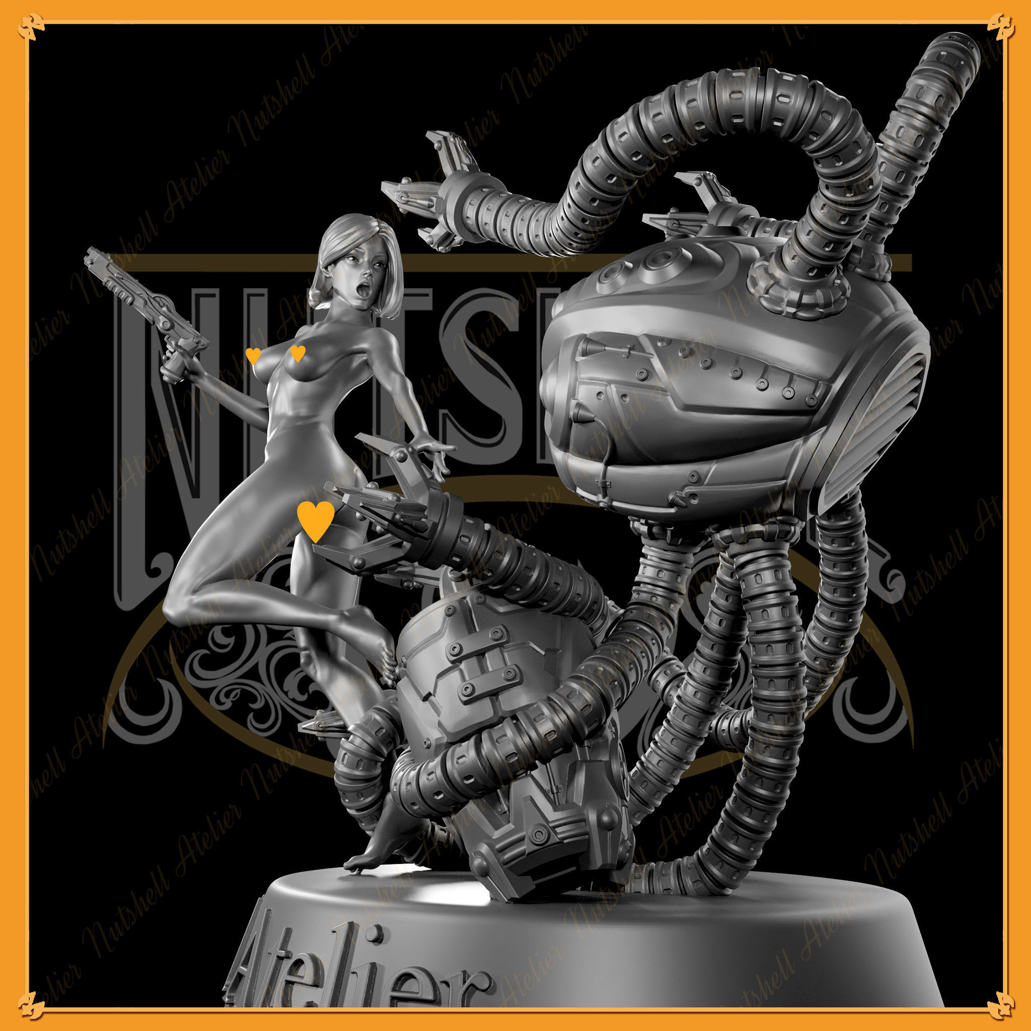 Nutshell Atelier - Space girl and Monster - NSFW 3D print model_14