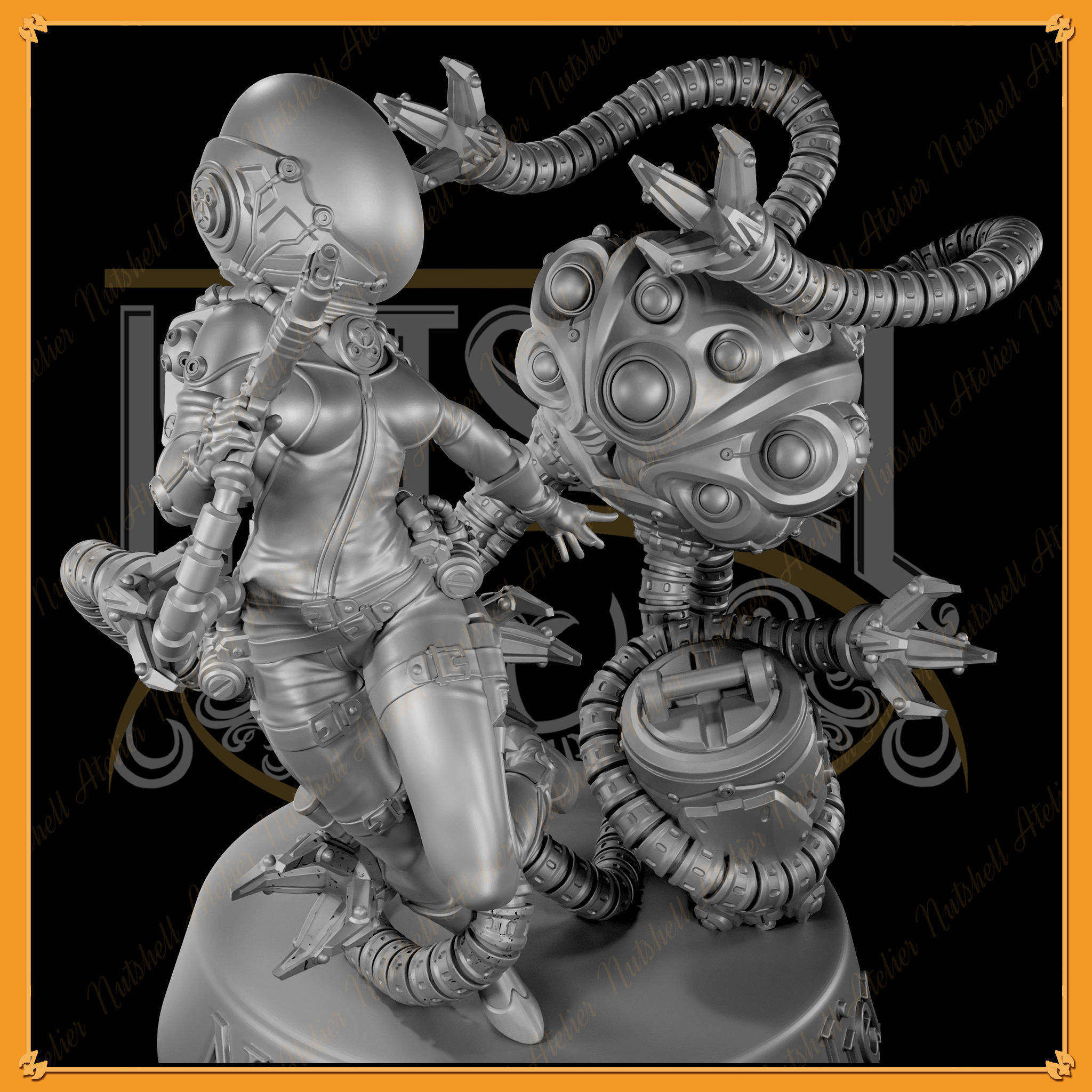 Nutshell Atelier - Space girl and Monster - NSFW 3D print model_23