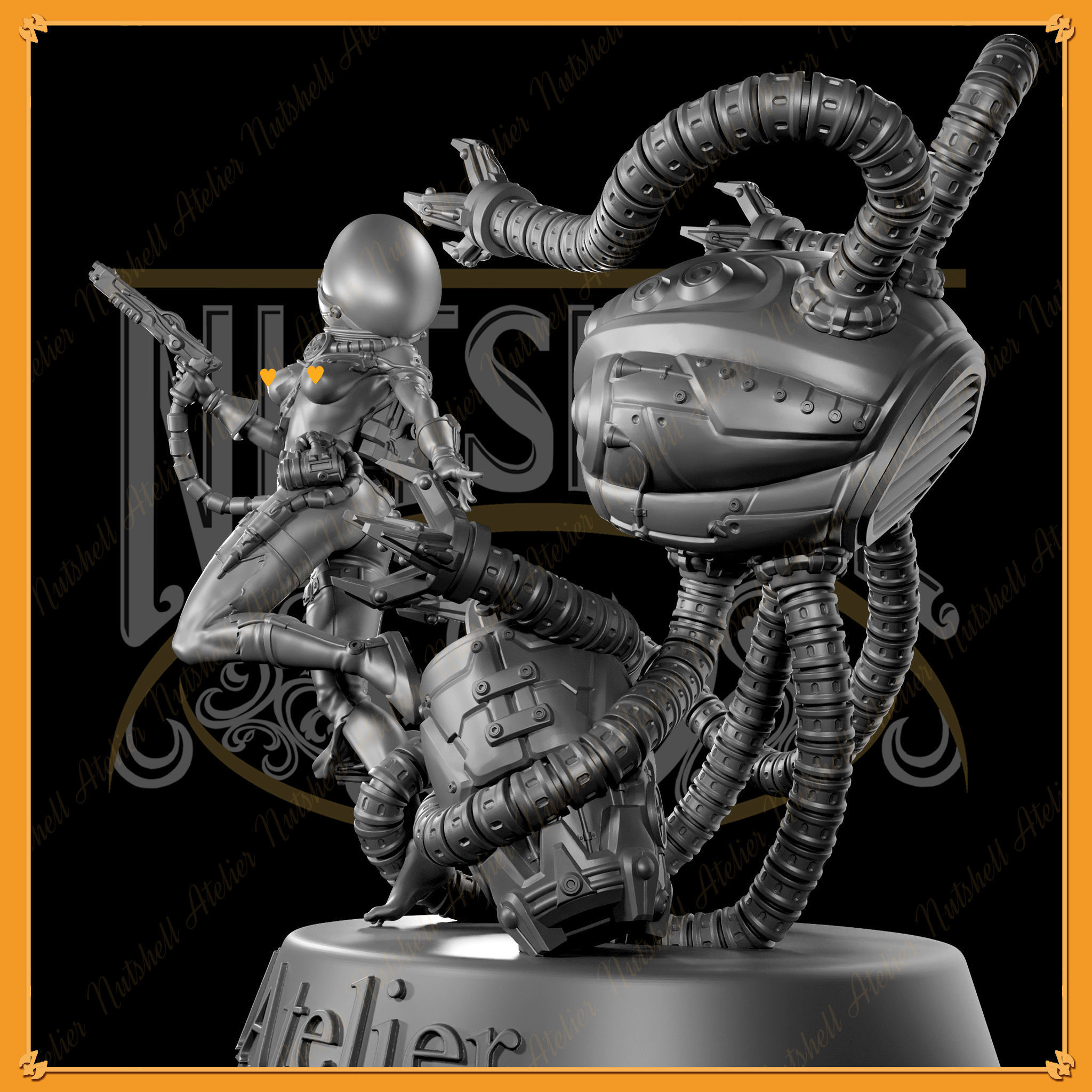 Nutshell Atelier - Space girl and Monster - NSFW 3D print model_11