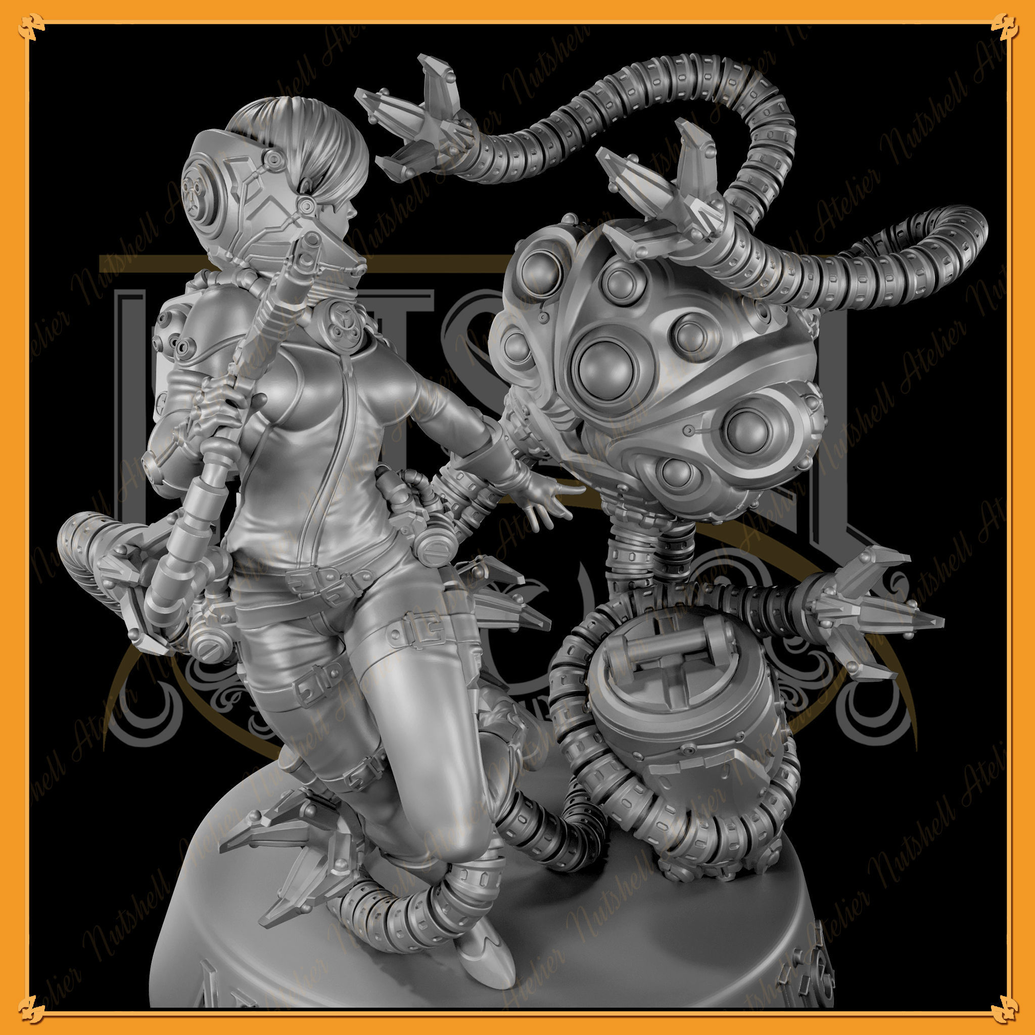 Nutshell Atelier - Space girl and Monster - NSFW 3D print model_22