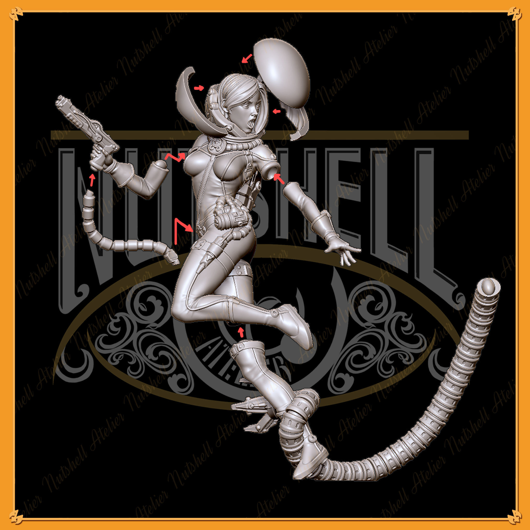 Nutshell Atelier - Space girl and Monster - NSFW 3D print model_27