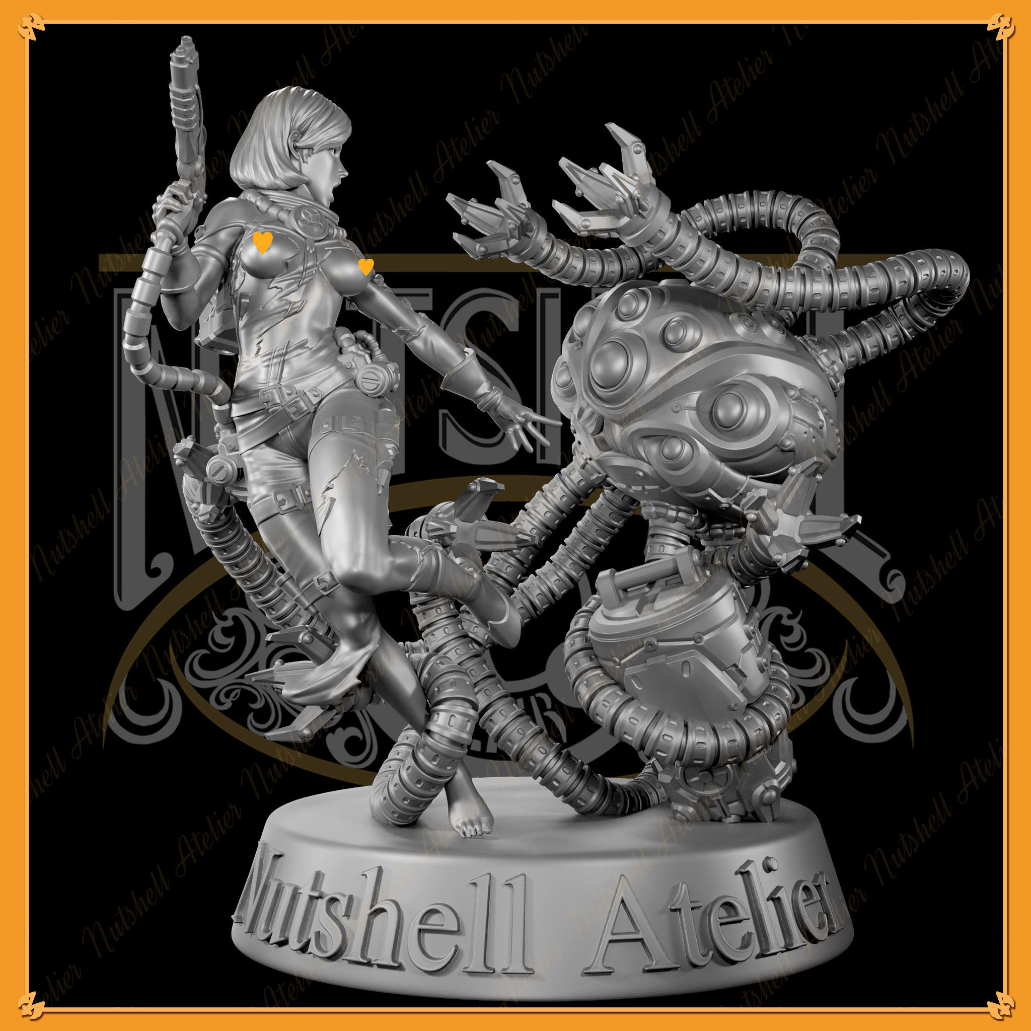 Nutshell Atelier - Space girl and Monster - NSFW 3D print model_26
