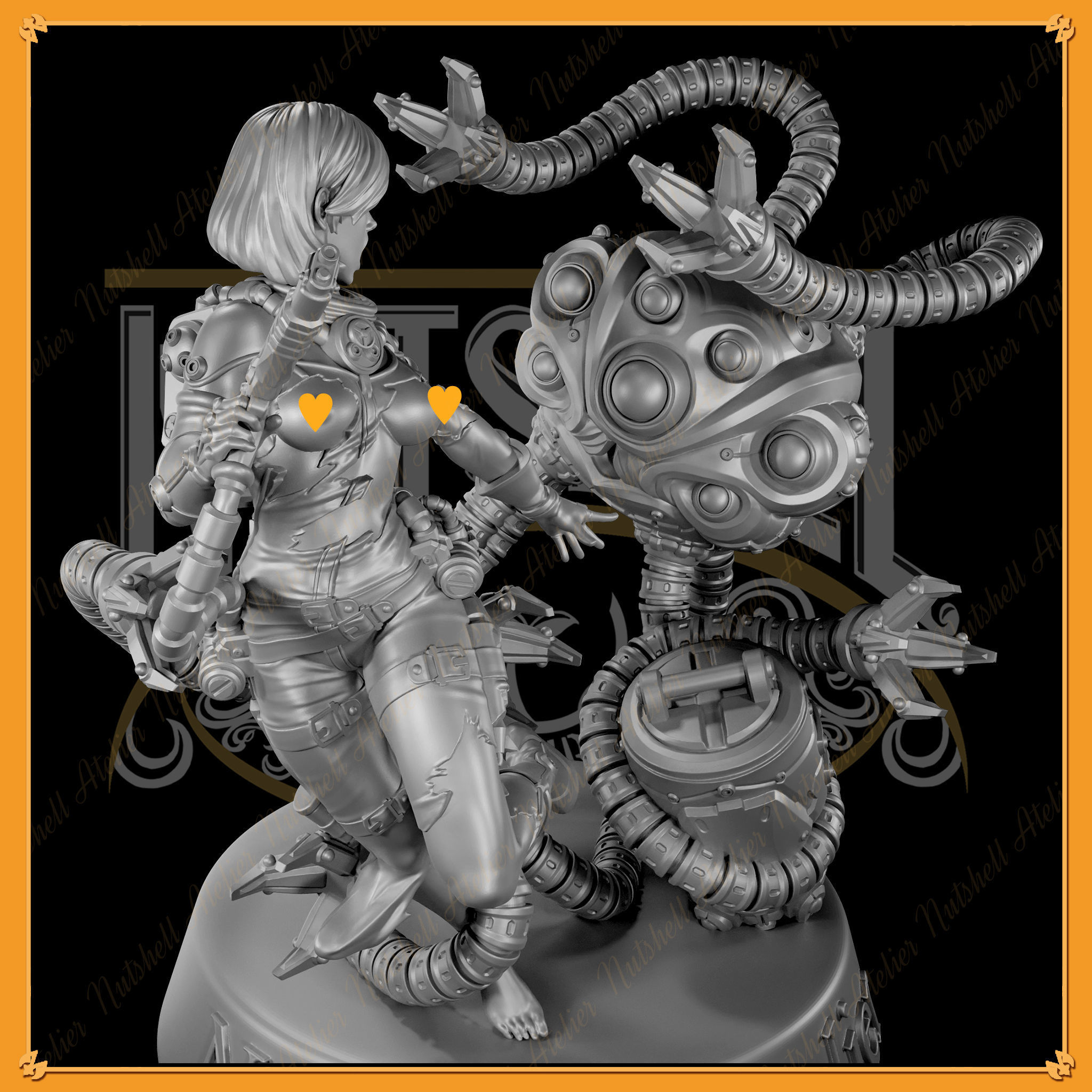 Nutshell Atelier - Space girl and Monster - NSFW 3D print model_24