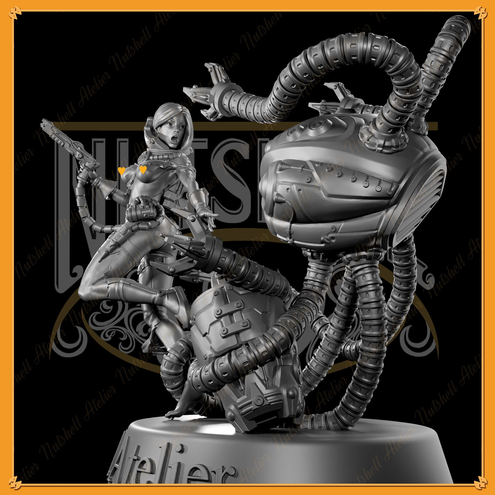 Nutshell Atelier - Space girl and Monster - NSFW 3D print model_10