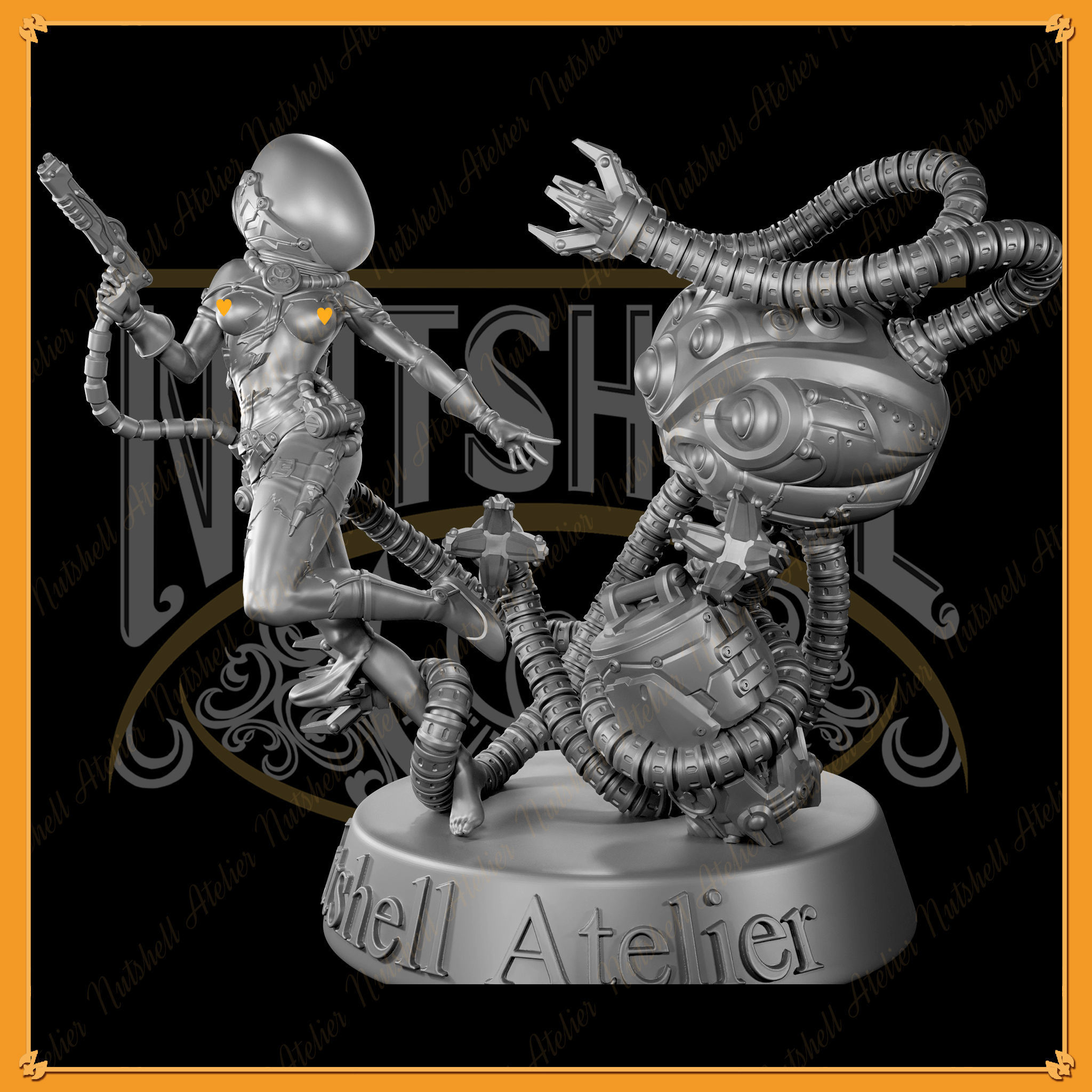 Nutshell Atelier - Space girl and Monster - NSFW 3D print model_5