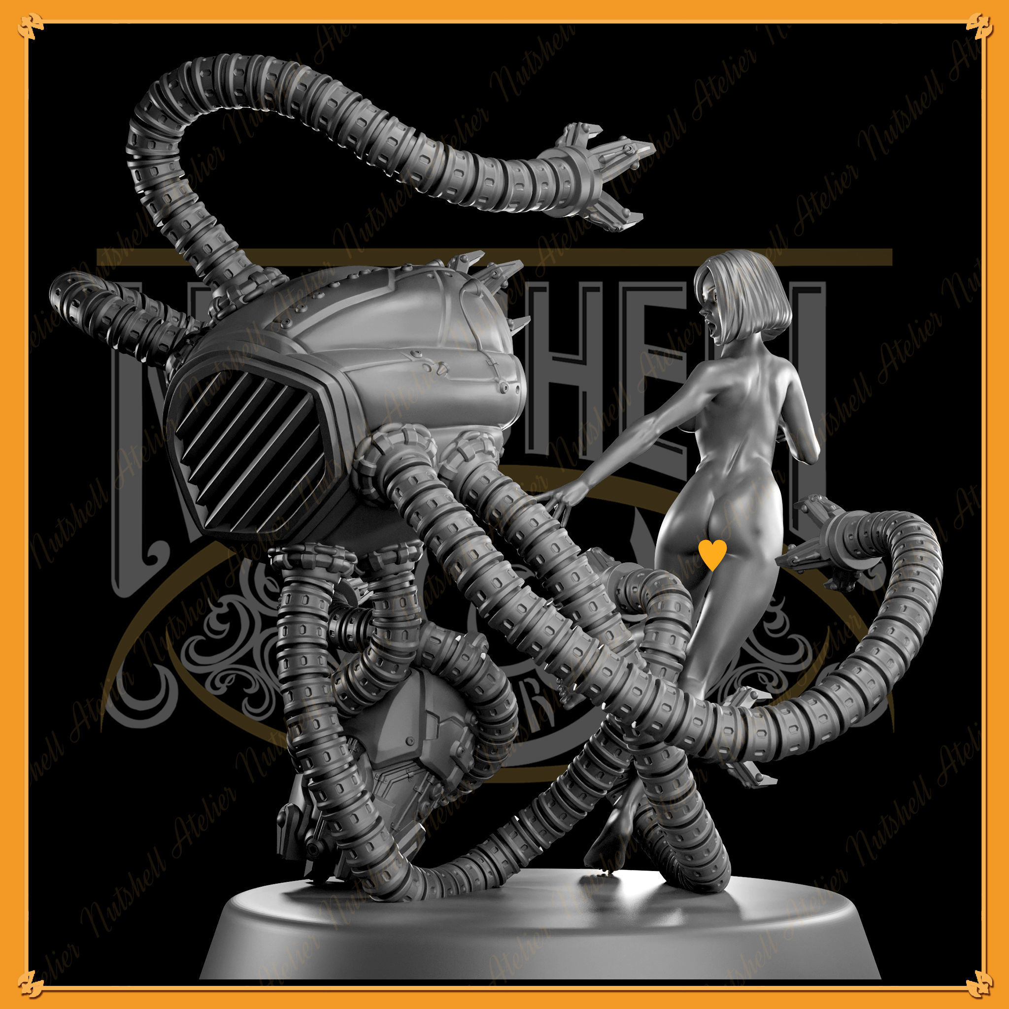 Nutshell Atelier - Space girl and Monster - NSFW 3D print model_21