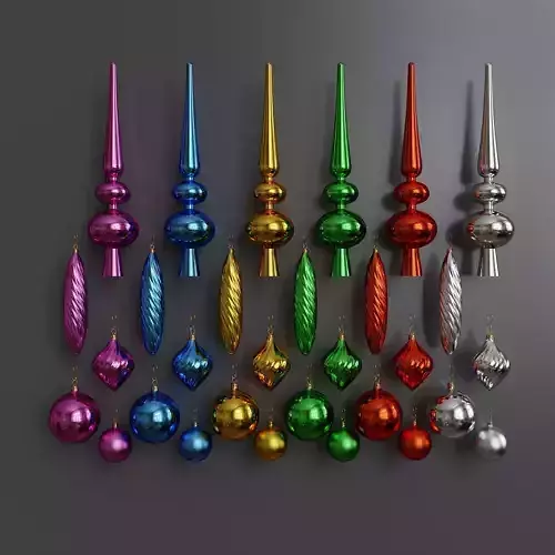 Set of colorful Christmas toys 3D model